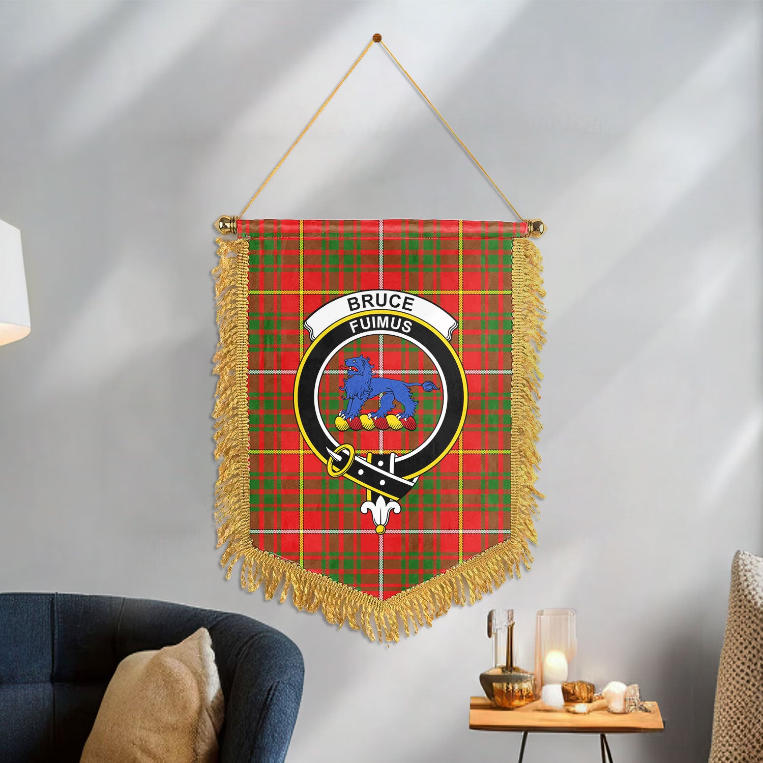 Bruce Modern Tartan Crest Wall Hanging Banner