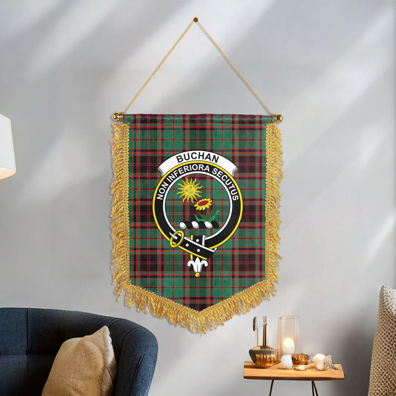 Buchan Ancient Tartan Crest Wall Hanging Banner