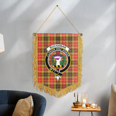 Buchanan Old Set Weathered Tartan Crest Wall Hanging Banner