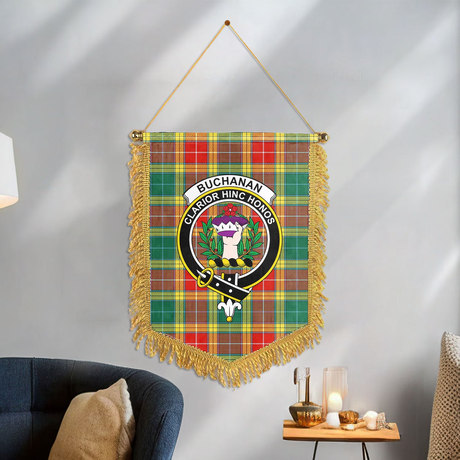 Buchanan Old Sett Tartan Crest Wall Hanging Banner