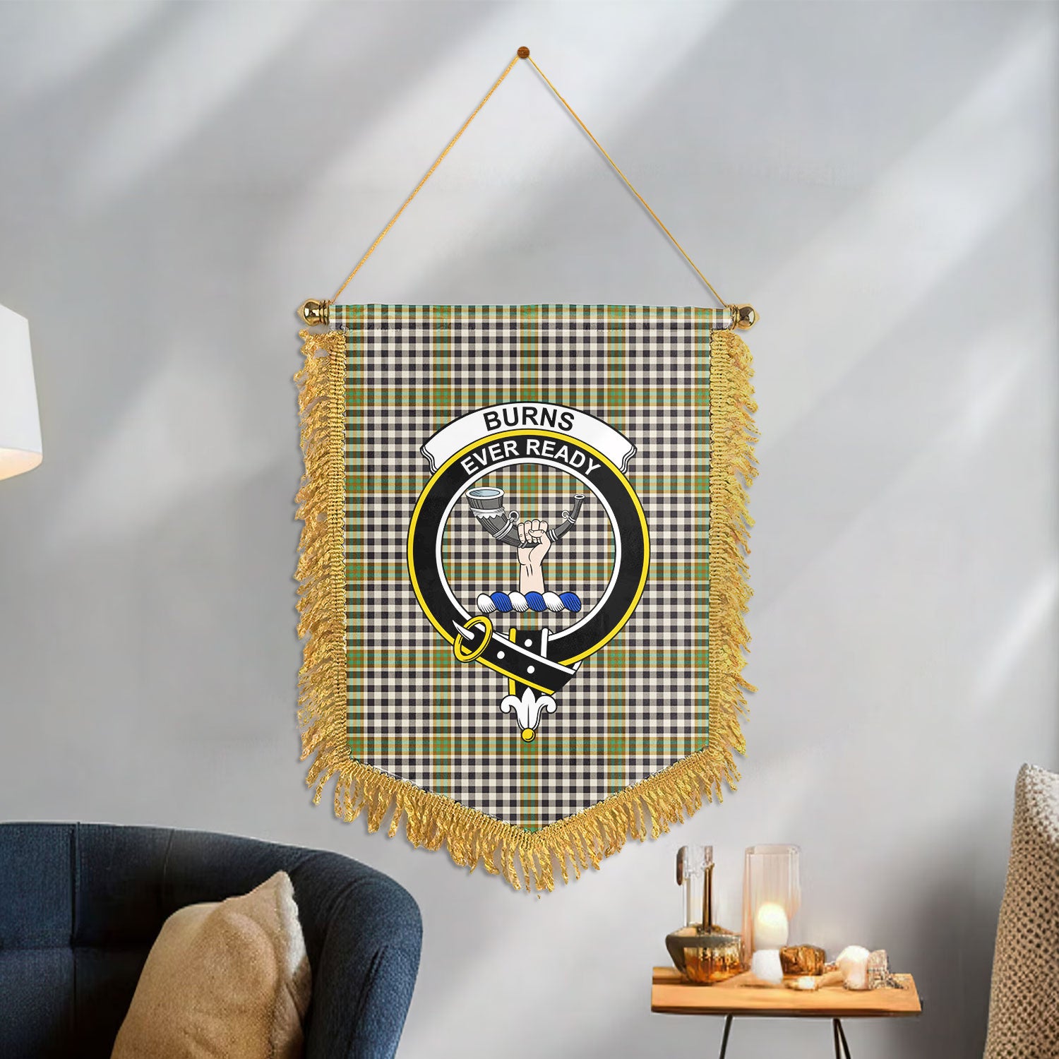 Burns Check Tartan Crest Wall Hanging Banner