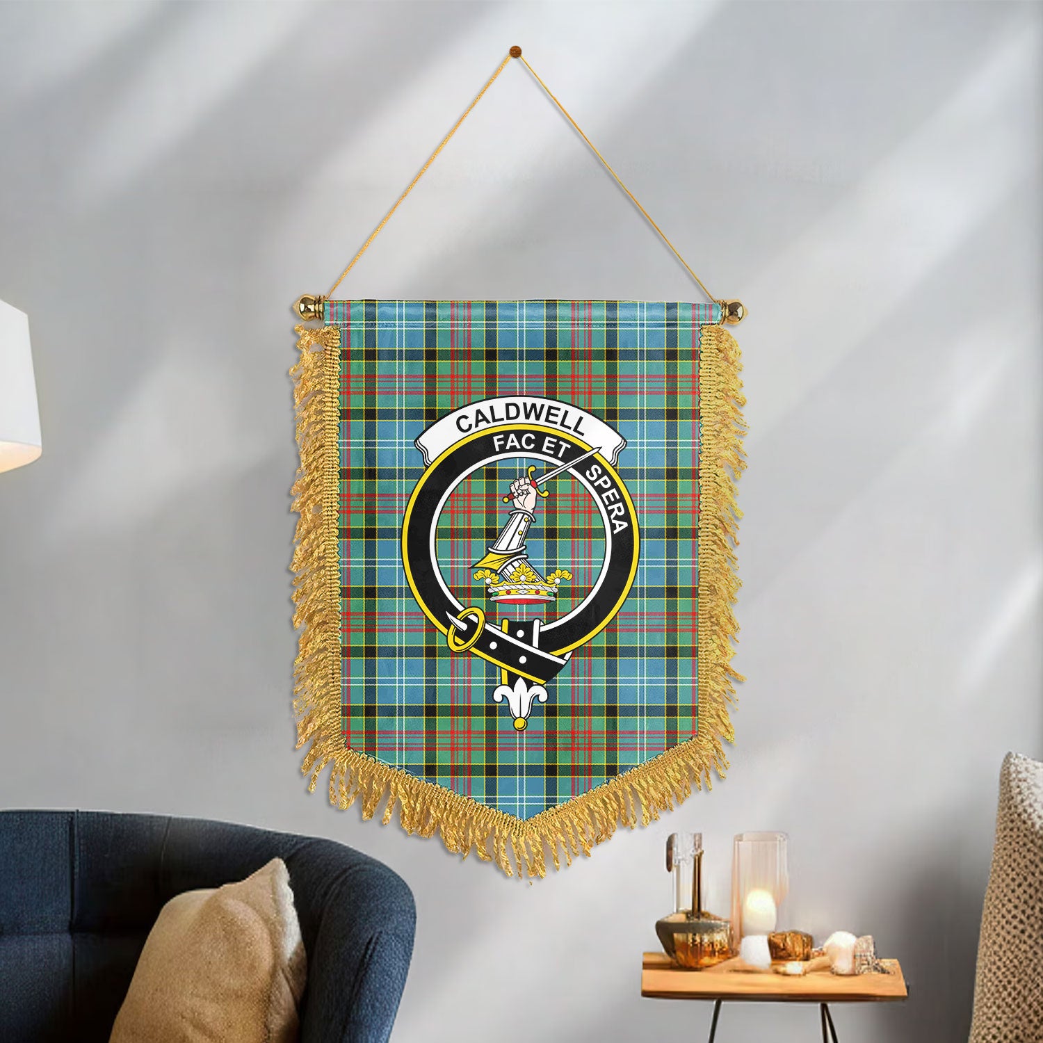 Caldwell Tartan Crest Wall Hanging Banner