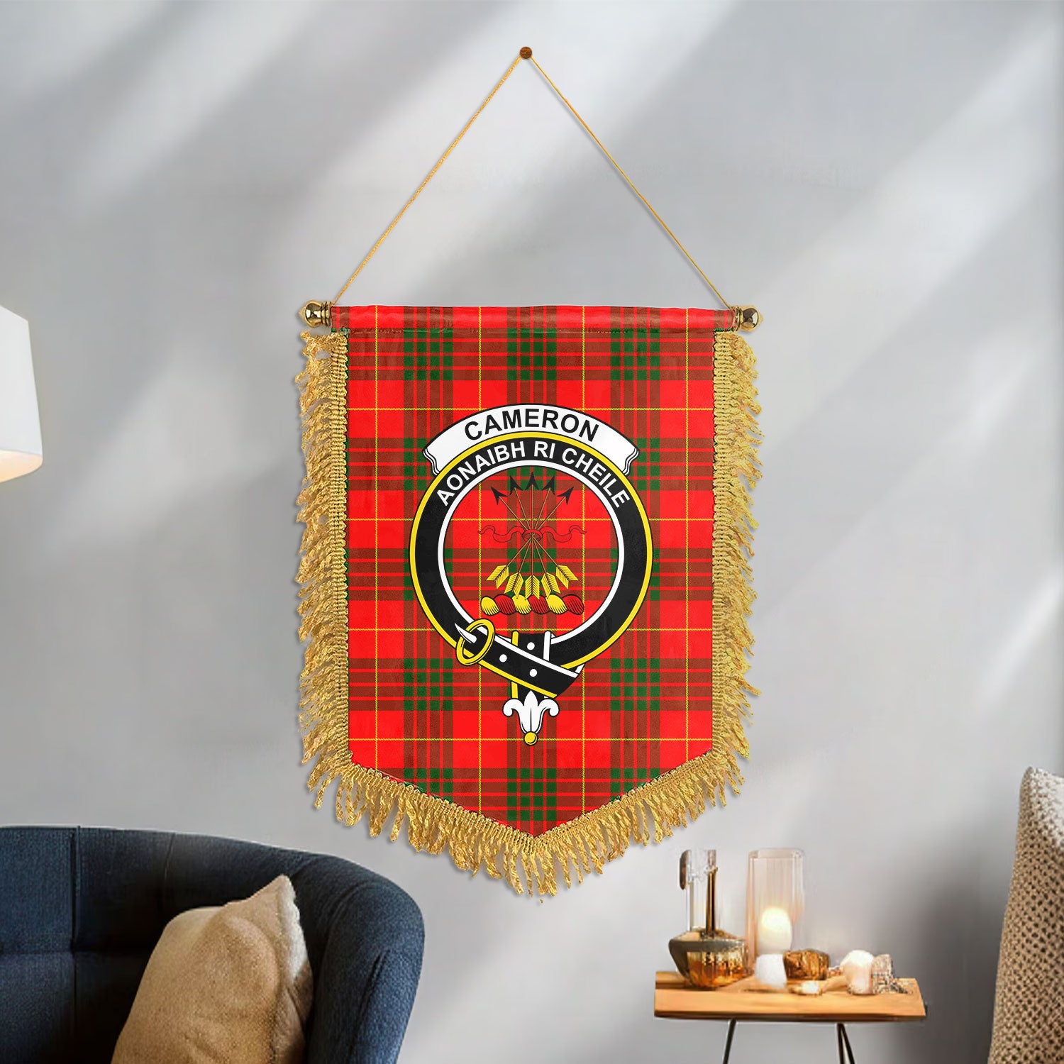 Cameron Modern Tartan Crest Wall Hanging Banner