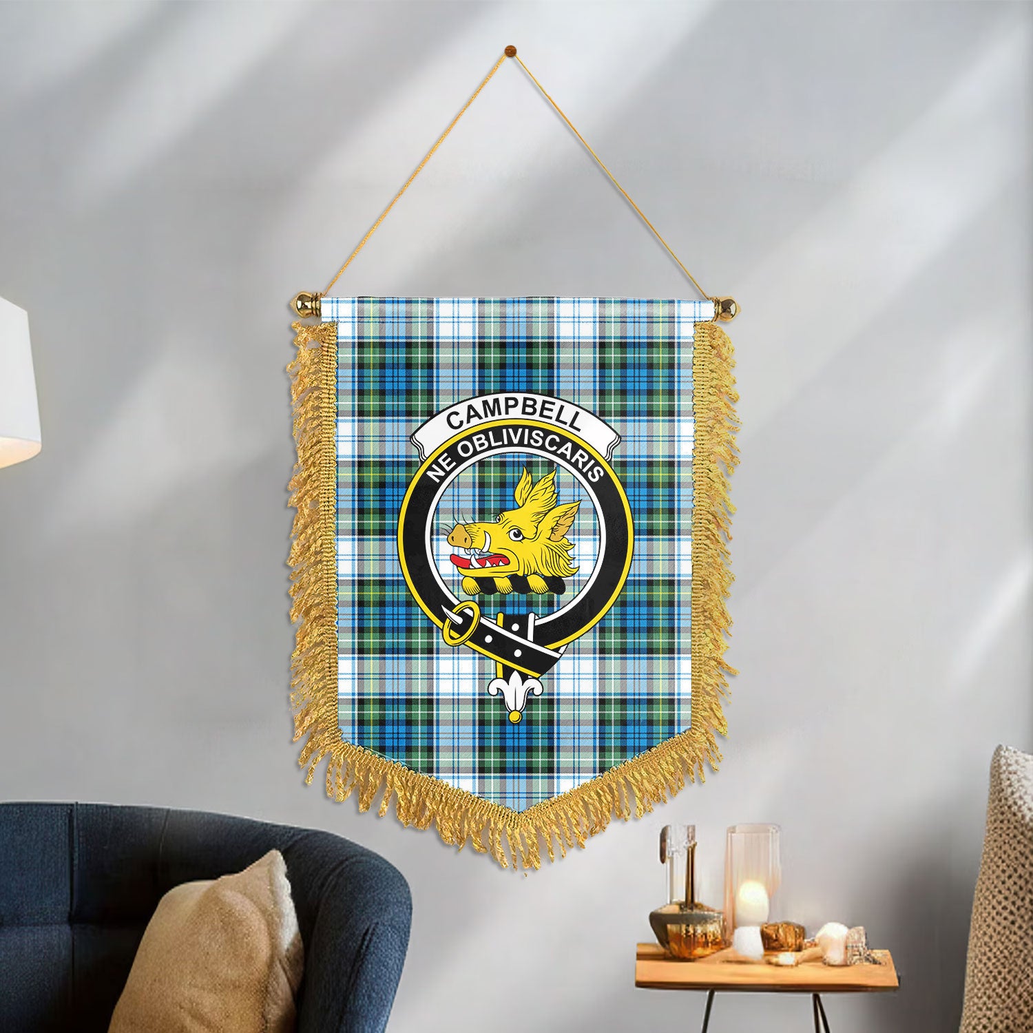 Campbell Dress Ancient Tartan Crest Wall Hanging Banner