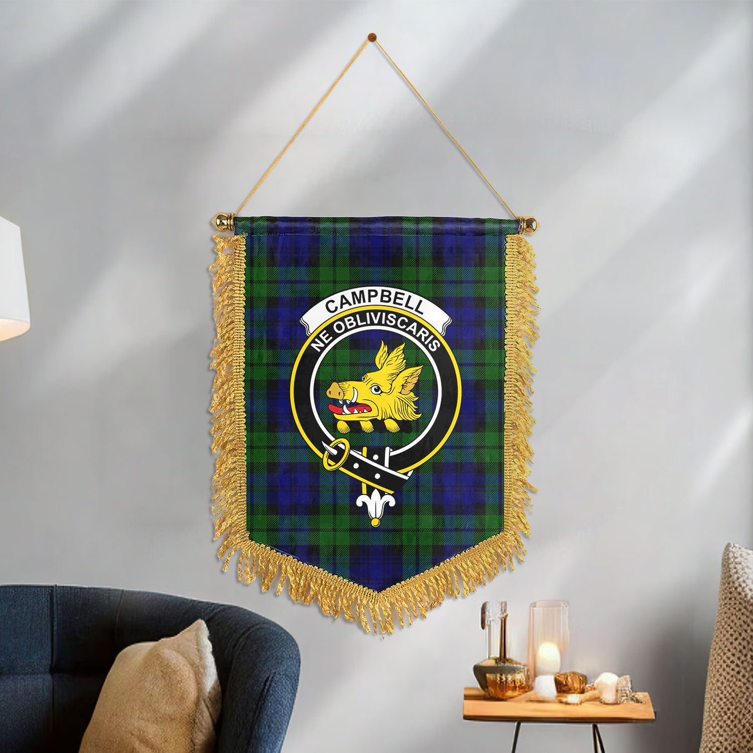 Campbell Modern Tartan Crest Wall Hanging Banner