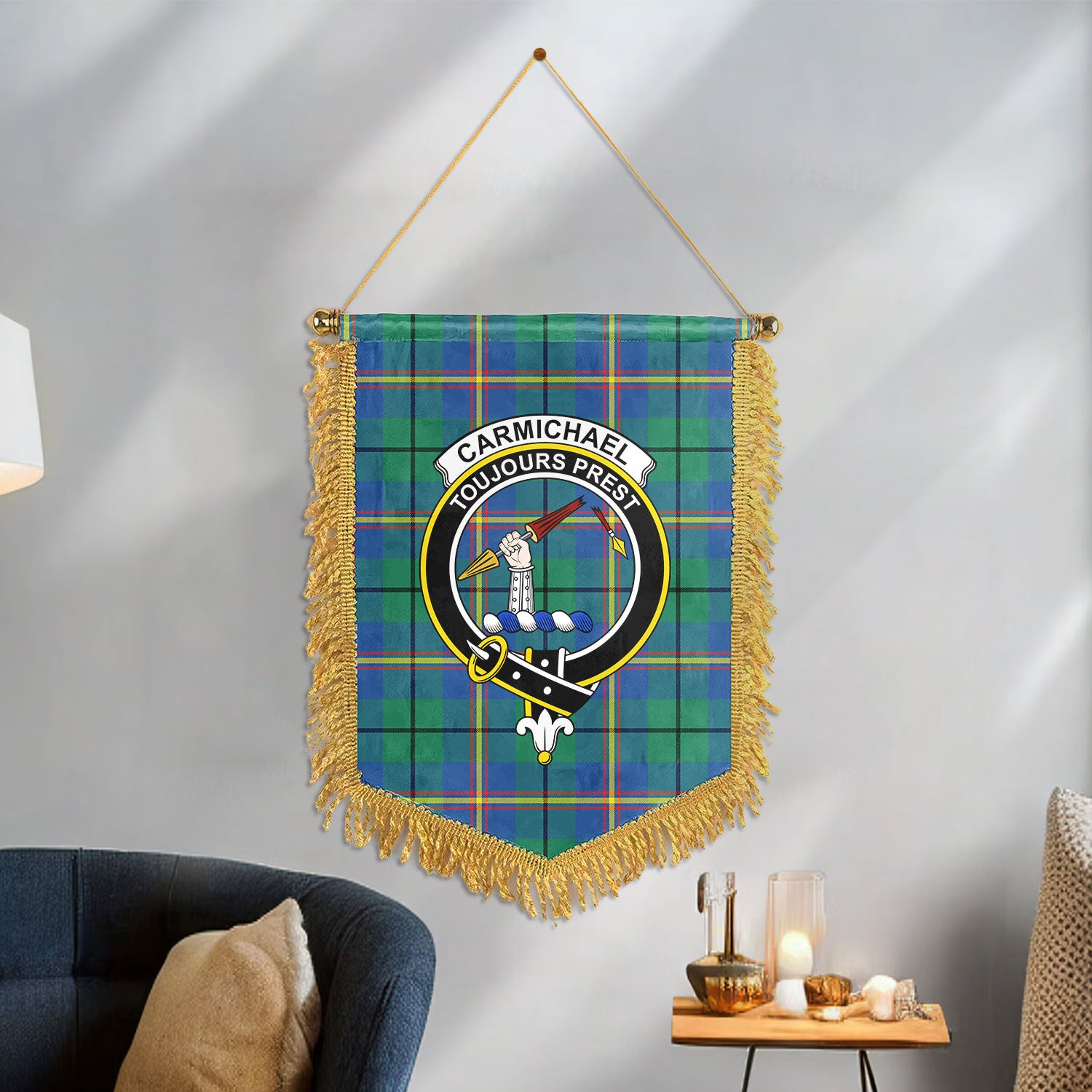 Carmichael Ancient Tartan Crest Wall Hanging Banner