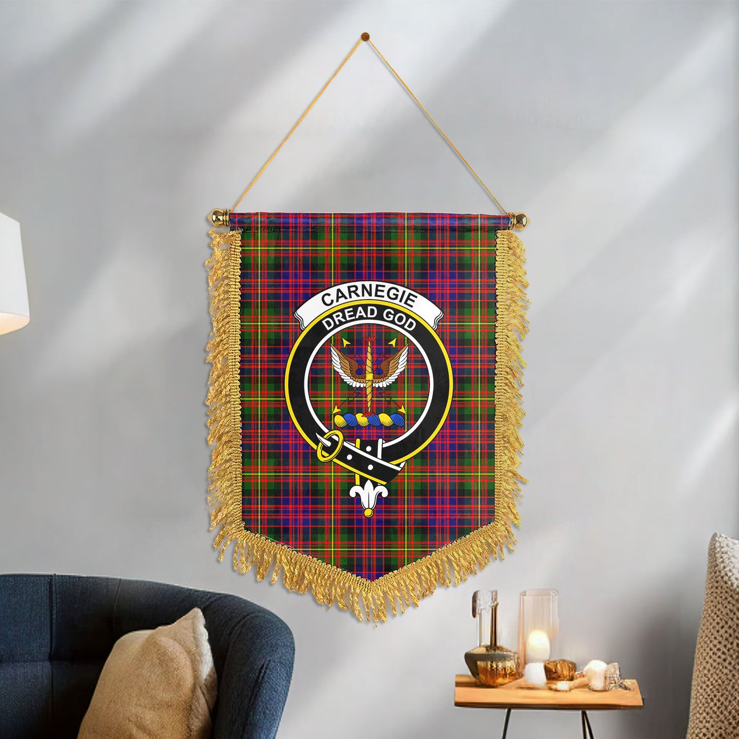 Carnegie Modern Tartan Crest Wall Hanging Banner