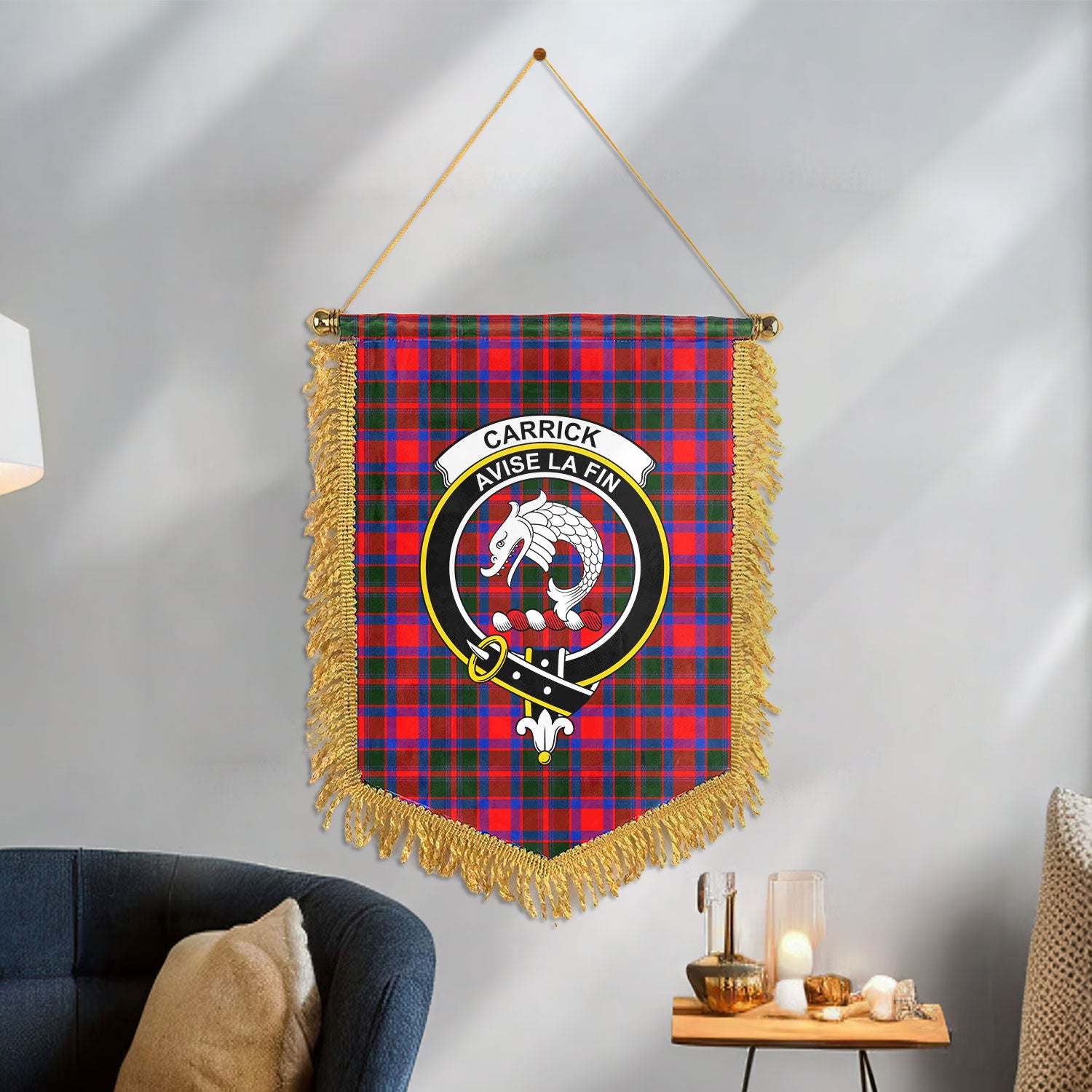 Carrick District Tartan Crest Wall Hanging Banner