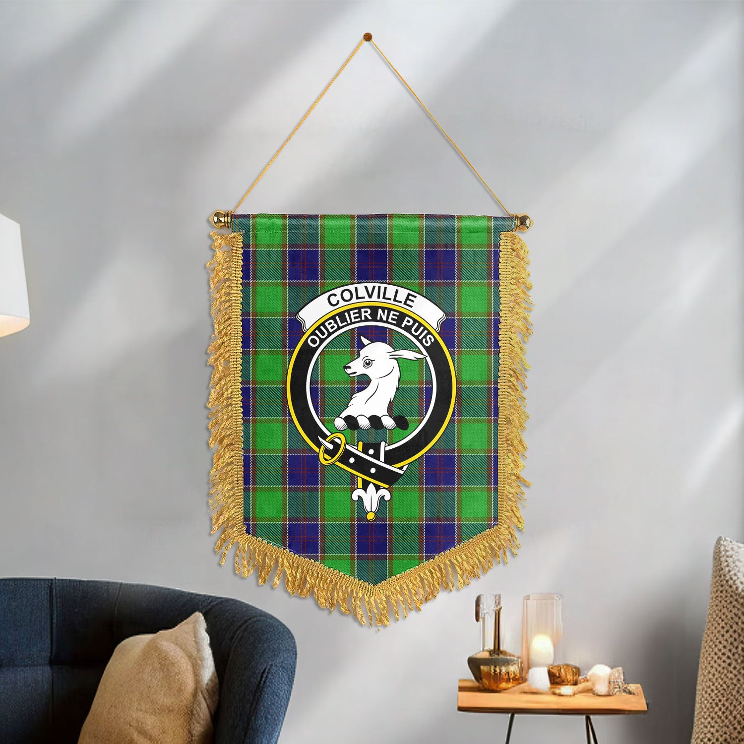 Colville Tartan Crest Wall Hanging Banner