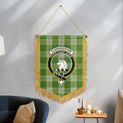 Cunningham Dress Green Dancers Tartan Crest Wall Hanging Banner