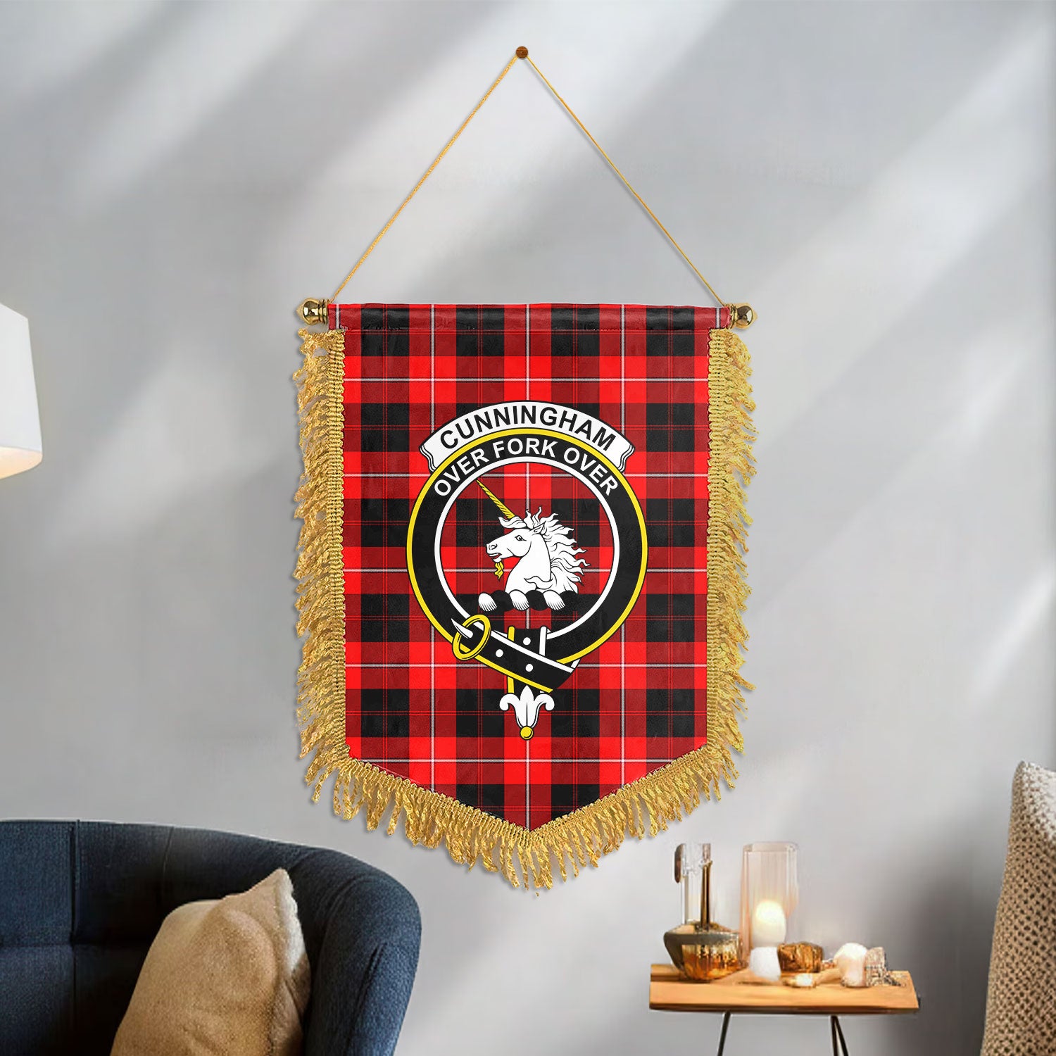 Cunningham Modern Tartan Crest Wall Hanging Banner