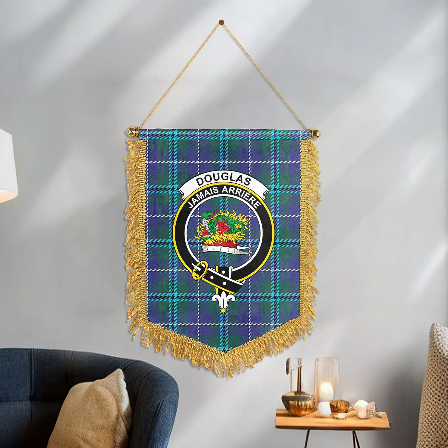 Douglas Modern Tartan Crest Wall Hanging Banner