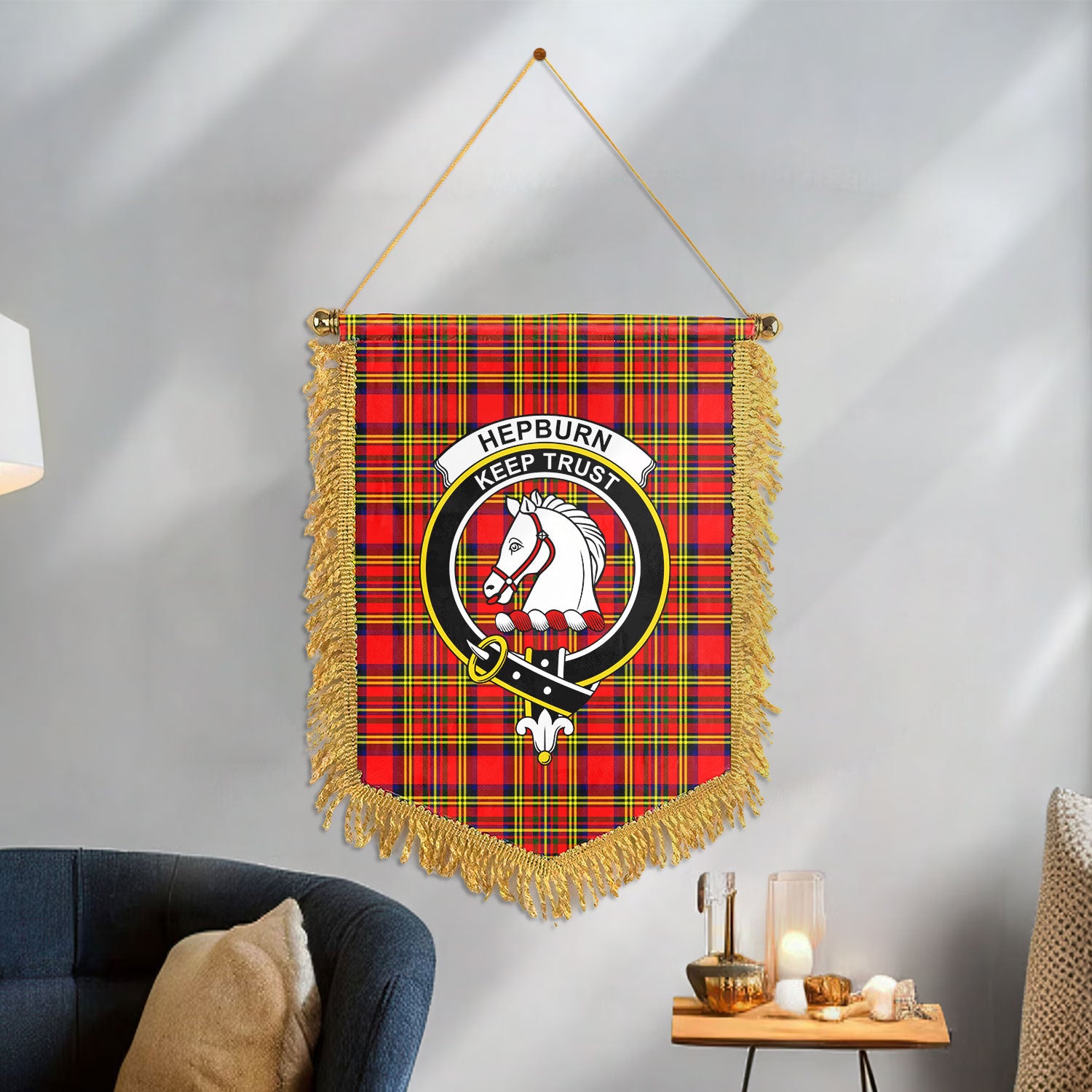 Hepburn Tartan Crest Wall Hanging Banner