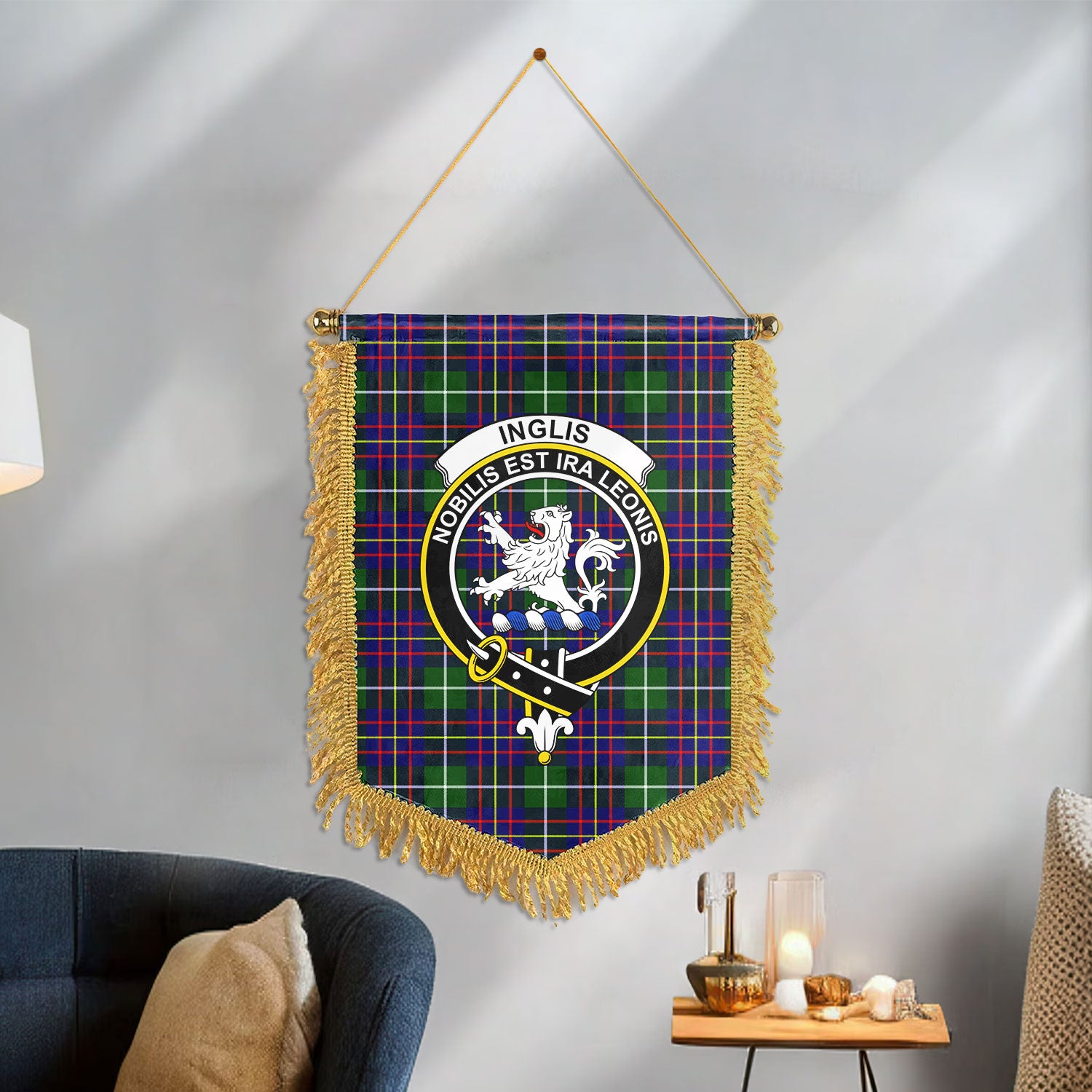 Inglis Modern Tartan Crest Wall Hanging Banner