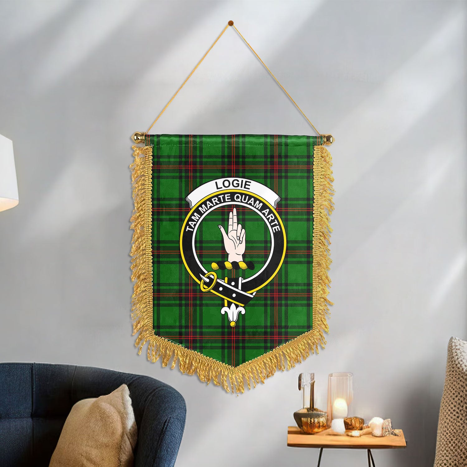 Logie Tartan Crest Wall Hanging Banner