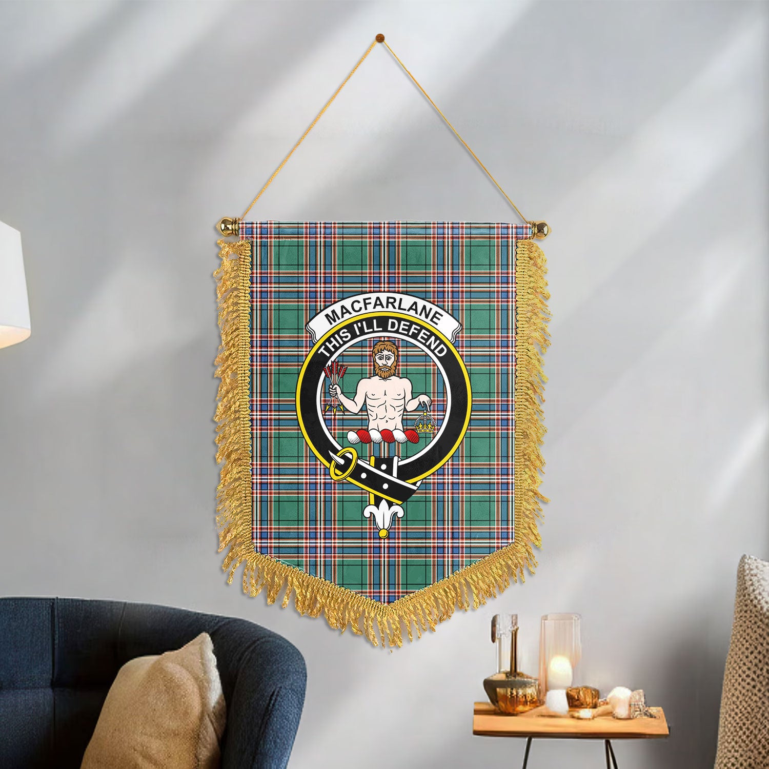 MacFarlane Hunting Ancient Tartan Crest Wall Hanging Banner