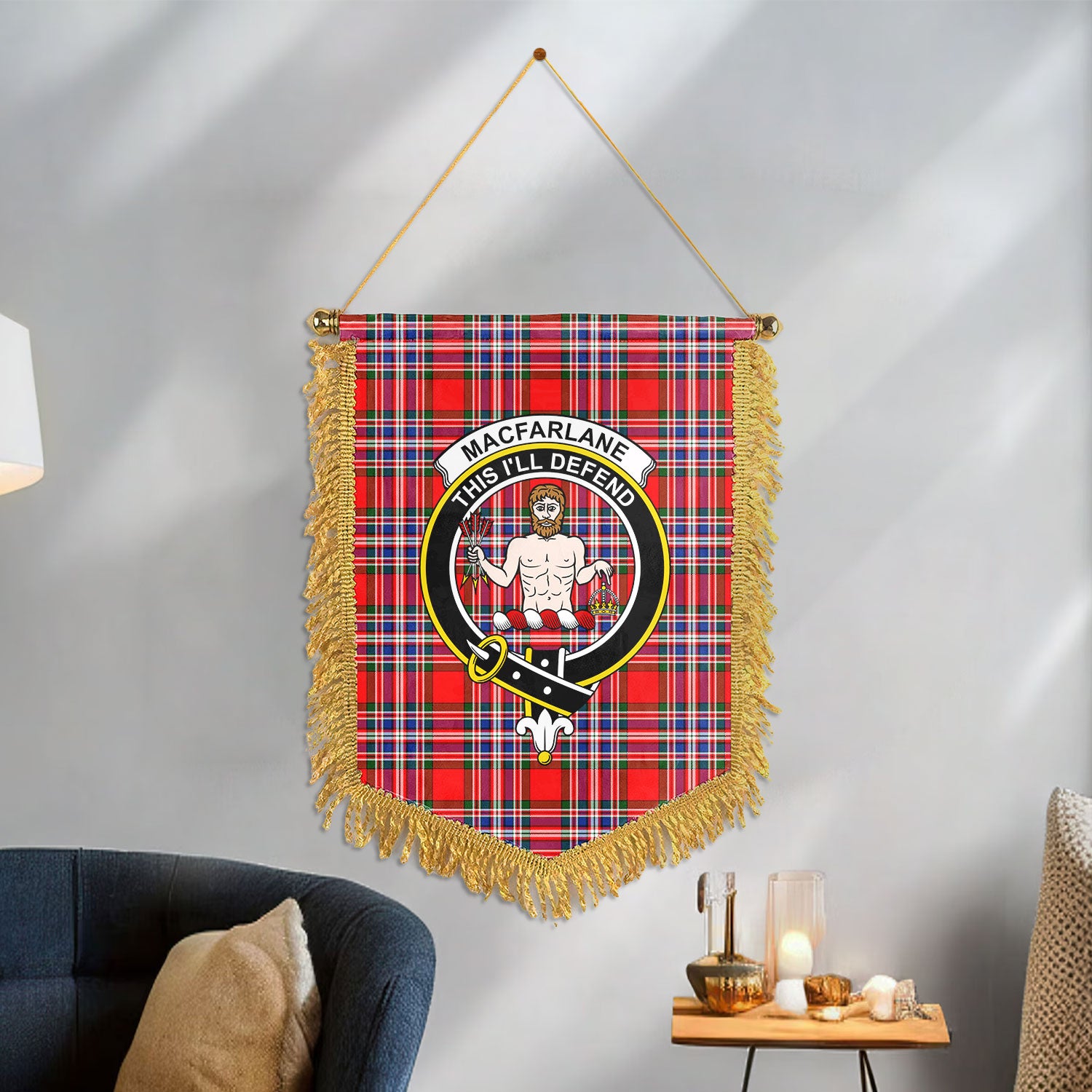 MacFarlane Modern Tartan Crest Wall Hanging Banner