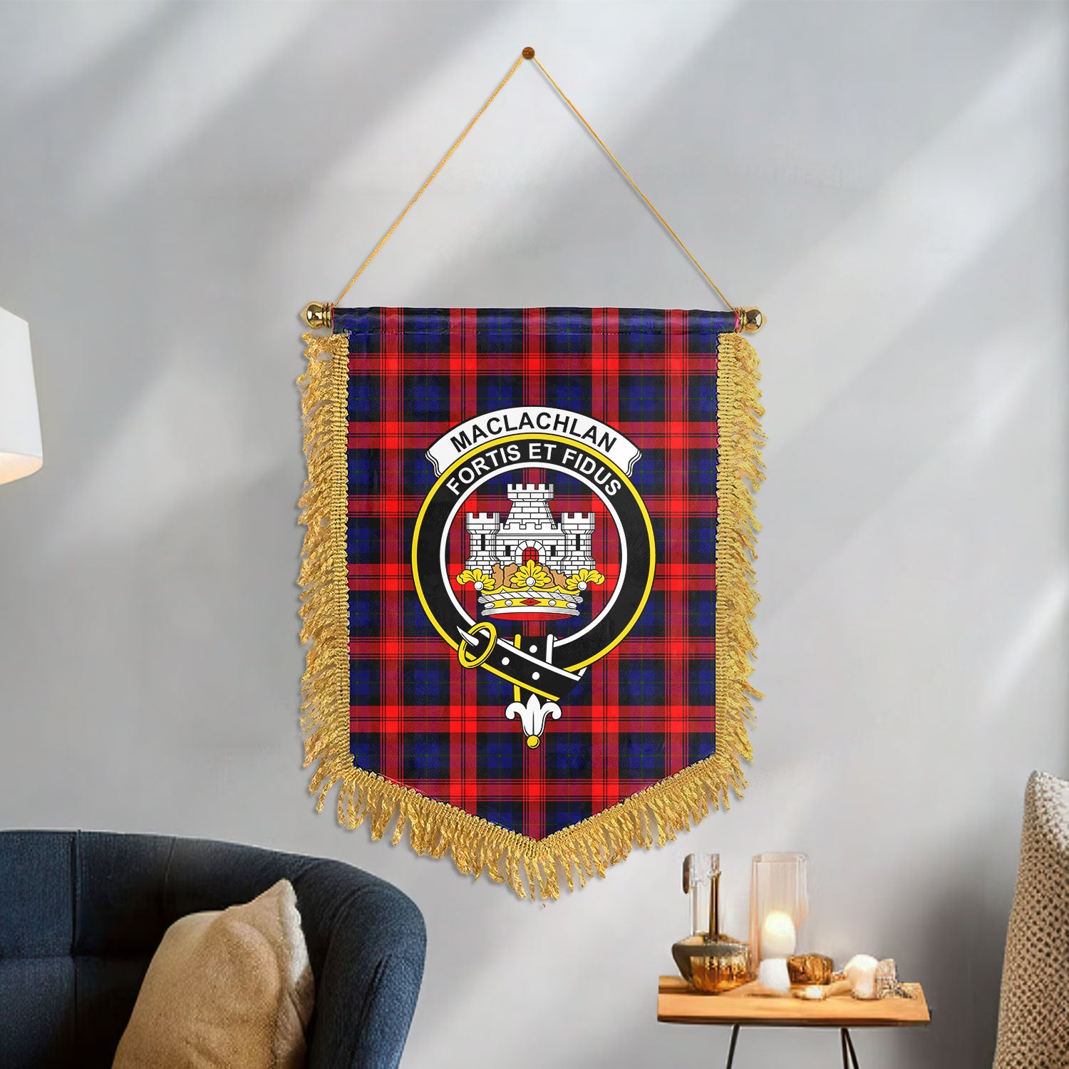 MacLachlan Modern Tartan Crest Wall Hanging Banner