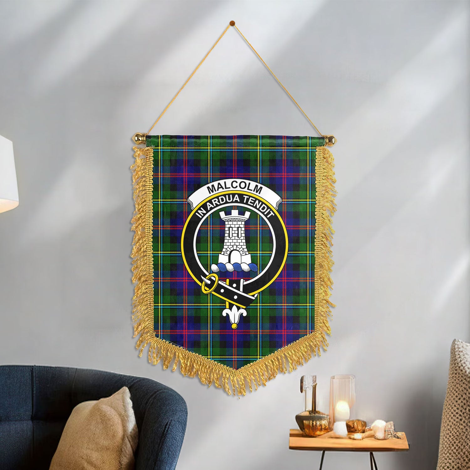 Malcolm (or MacCallum) Tartan Crest Wall Hanging Banner