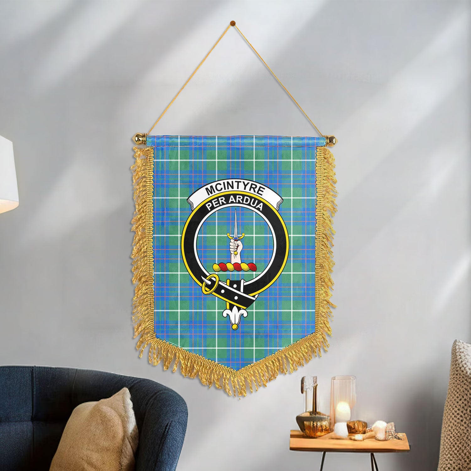 McIntyre Hunting Ancient Tartan Crest Wall Hanging Banner