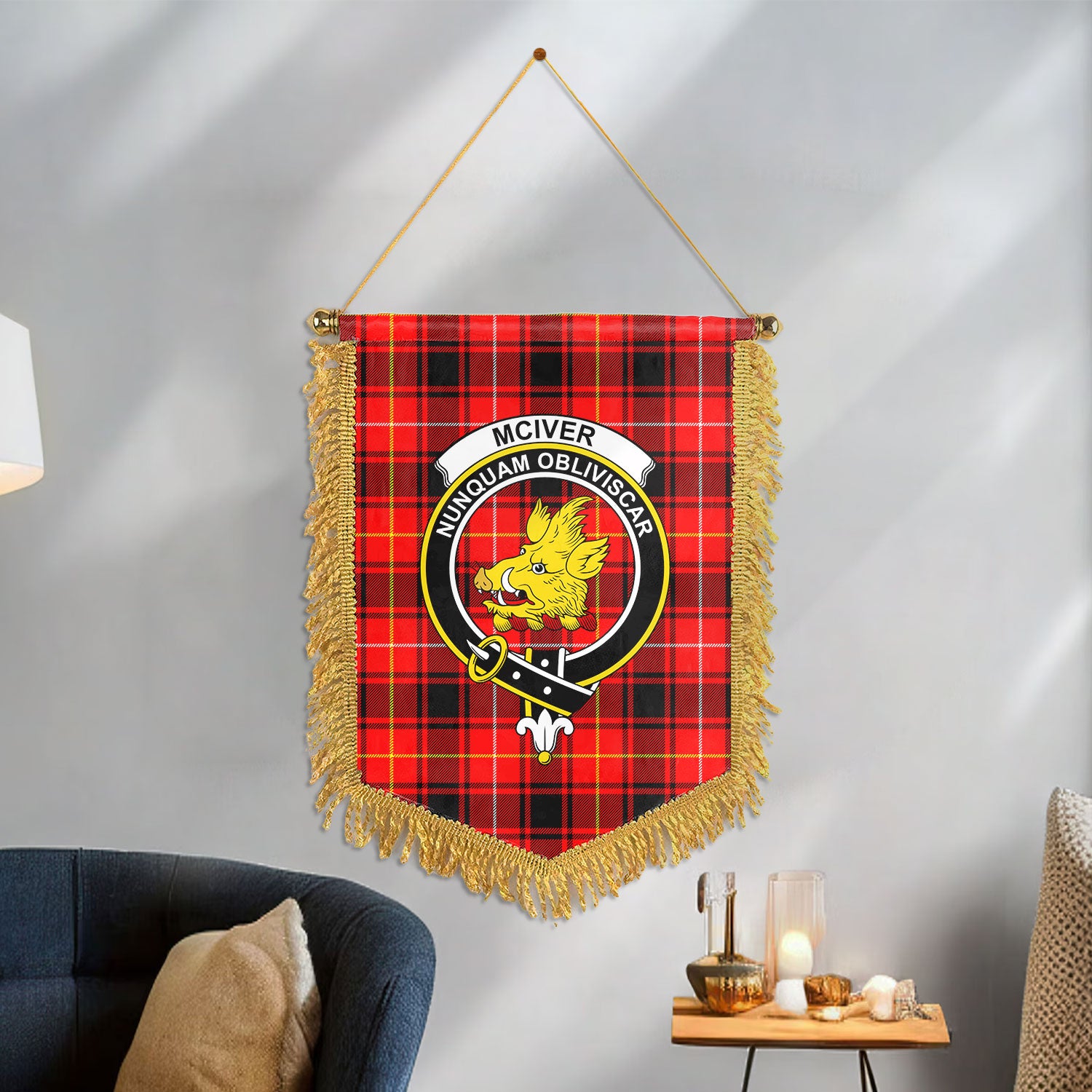 McIver Modern Tartan Crest Wall Hanging Banner