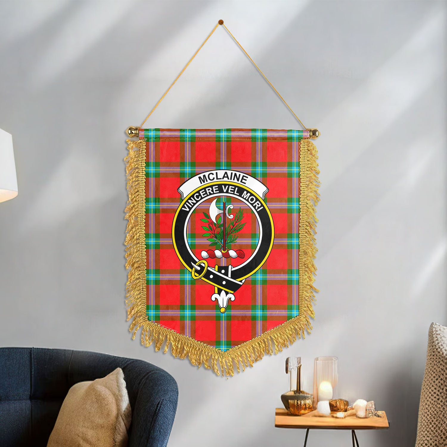 McLaine of Loch Buie Tartan Crest Wall Hanging Banner