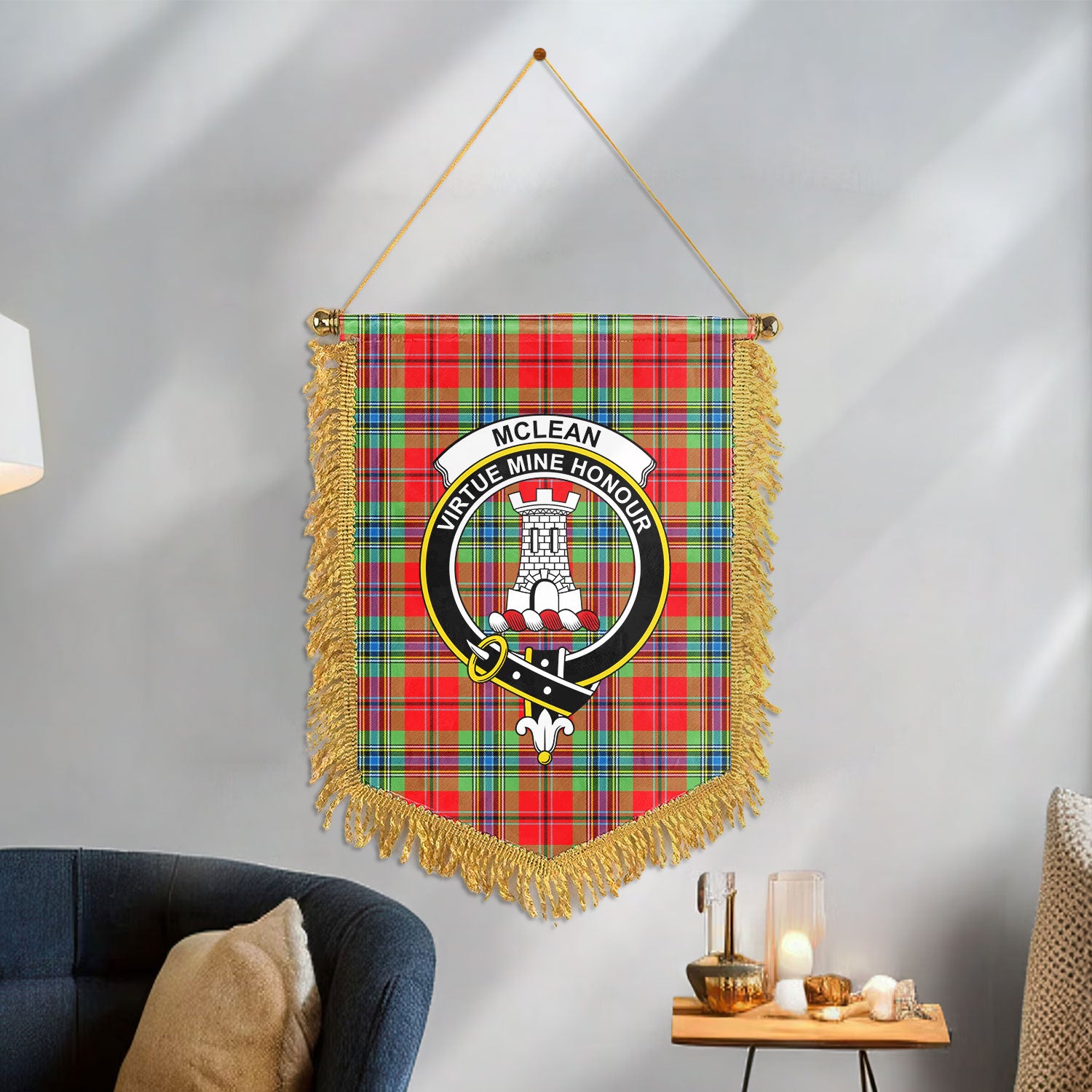 McLean of Duart Modern Tartan Crest Wall Hanging Banner