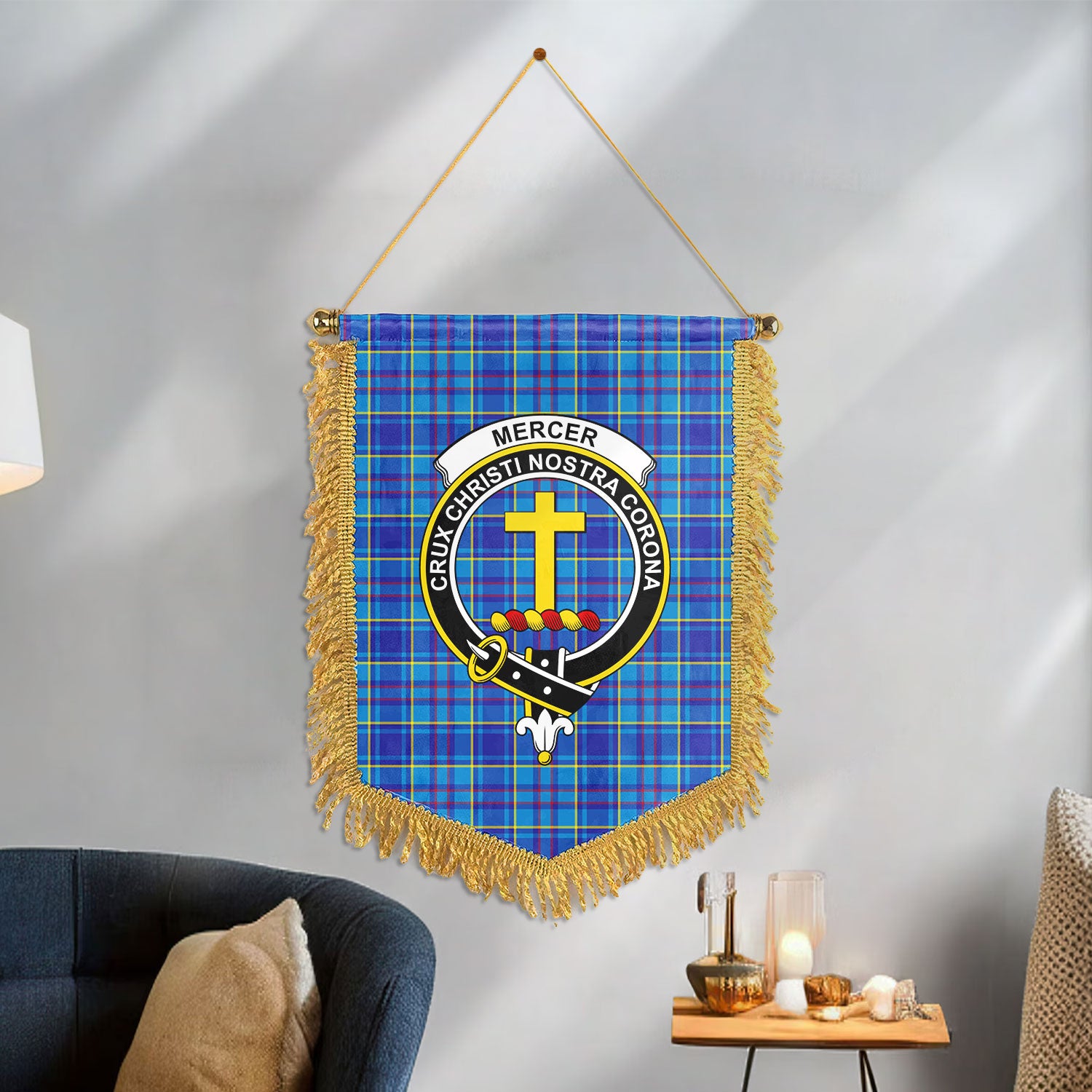 Mercer Modern Tartan Crest Wall Hanging Banner