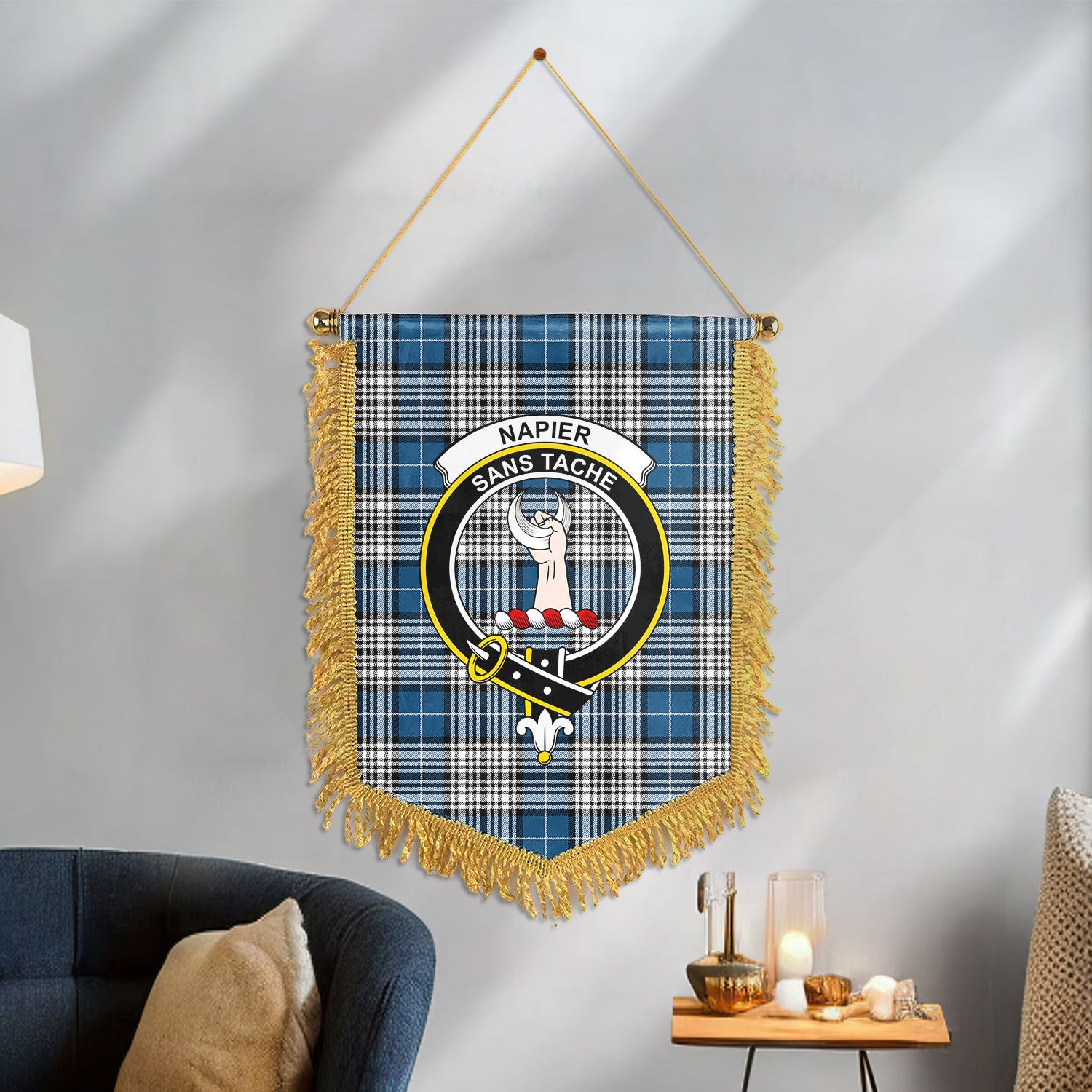 Napier Modern Tartan Crest Wall Hanging Banner