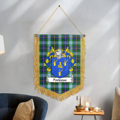 Porteous Tartan Coat of Arms Wall Hanging Banner