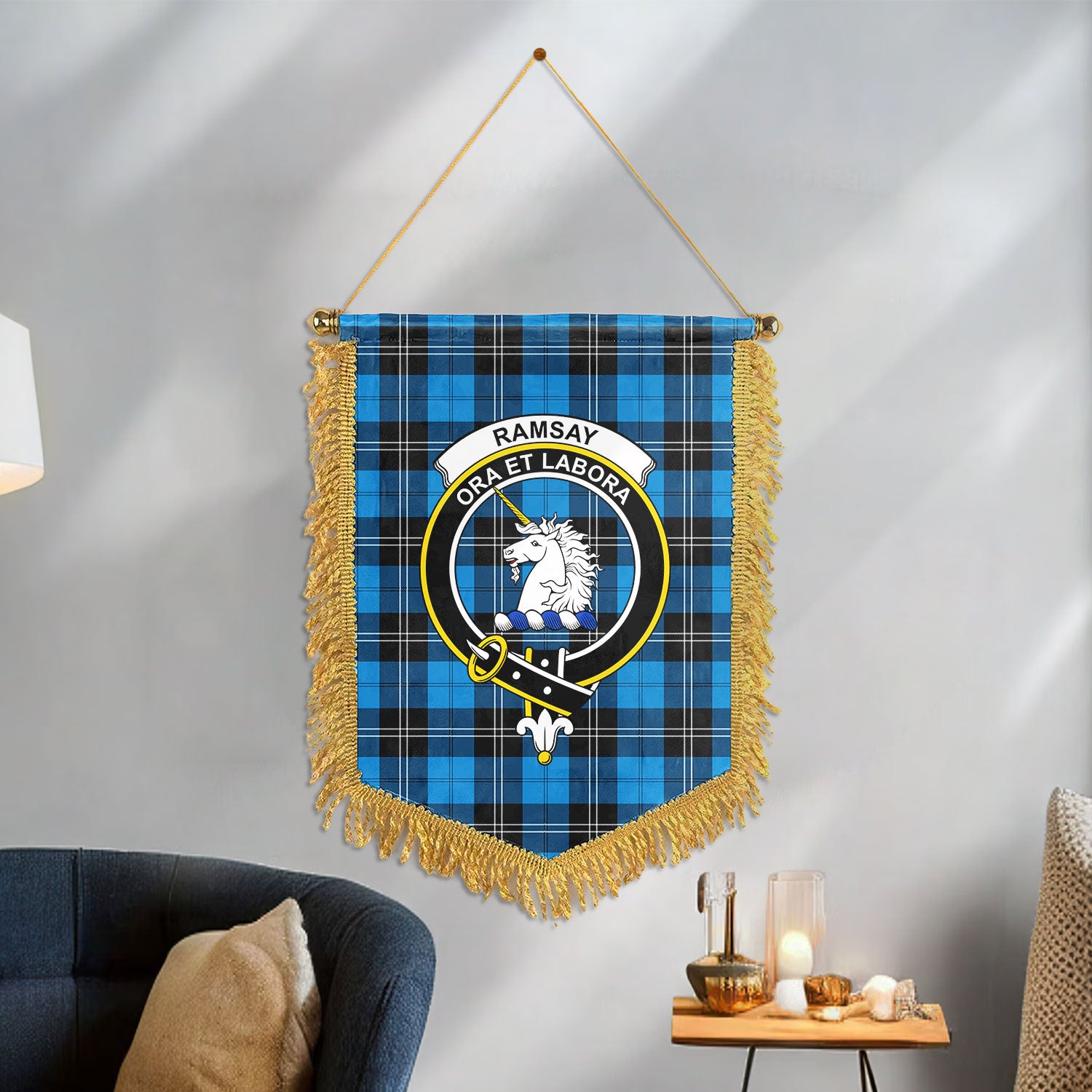 Ramsay Blue Ancient Tartan Crest Wall Hanging Banner