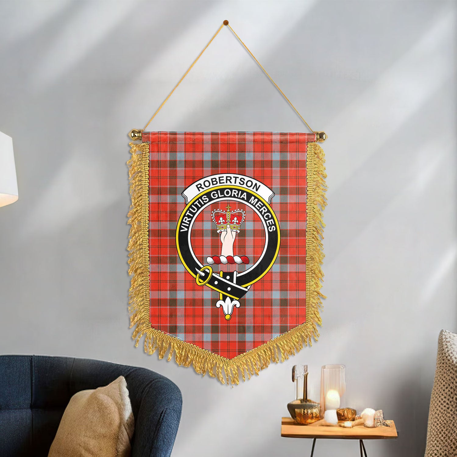 Robertson Weathered Tartan Crest Wall Hanging Banner