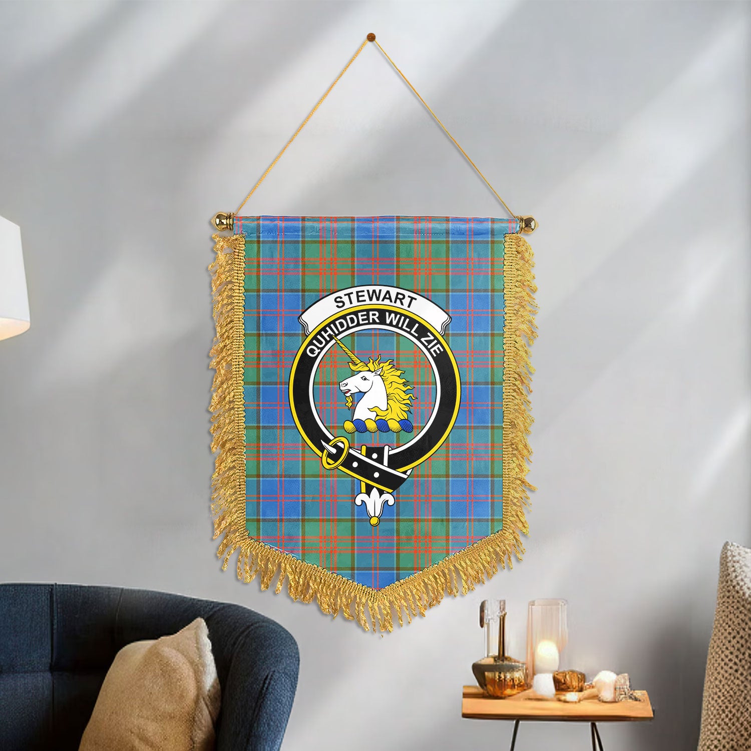 Stewart of Appin Hunting Ancient Tartan Crest Wall Hanging Banner