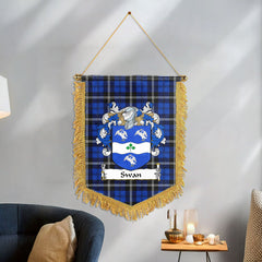 Swan Tartan Coat of Arms Wall Hanging Banner