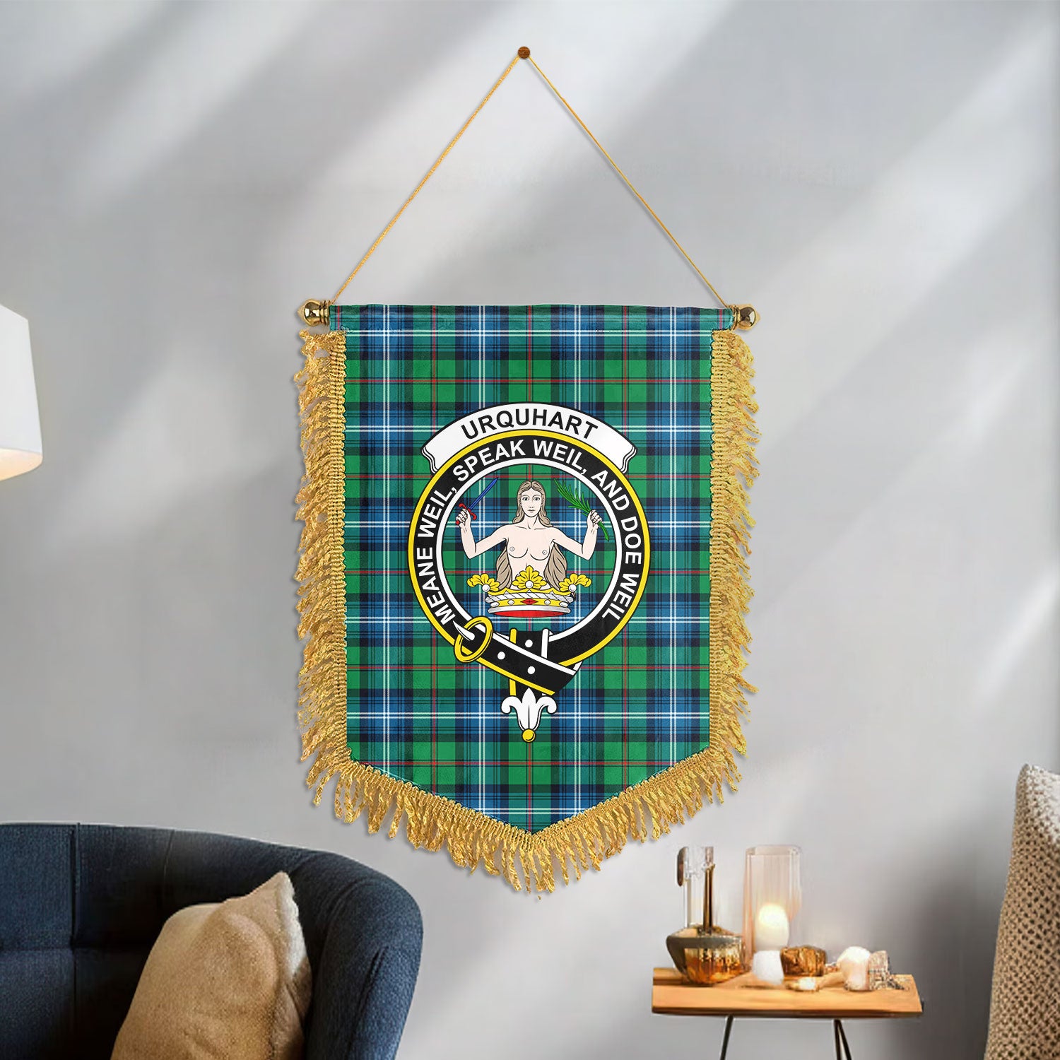 Urquhart Ancient Tartan Crest Wall Hanging Banner