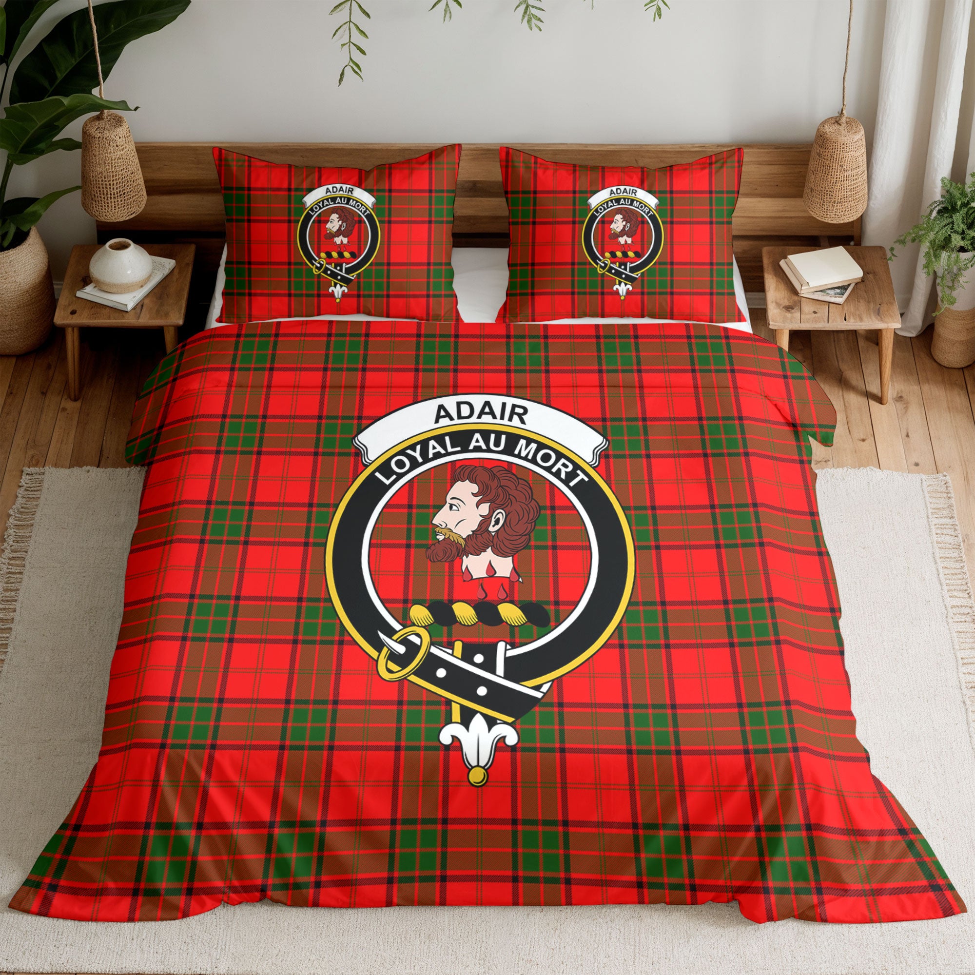 Adair Modern Tartan Crest Bedding Set