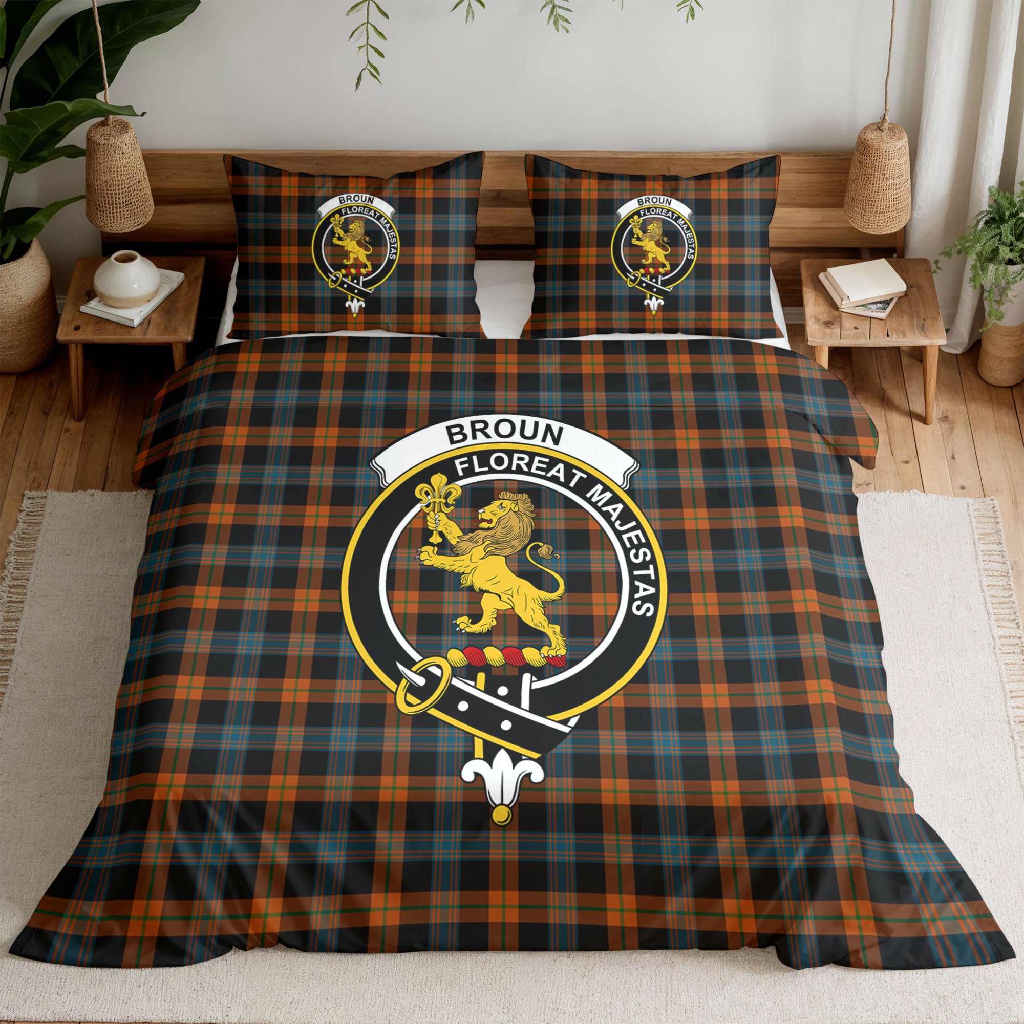 Broun Ancient Tartan Crest Bedding Set