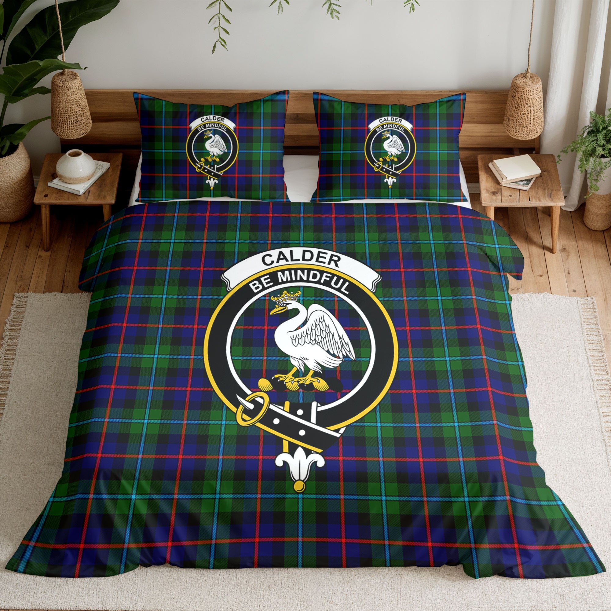 Calder (Calder-Campbell) Tartan Crest Bedding Set