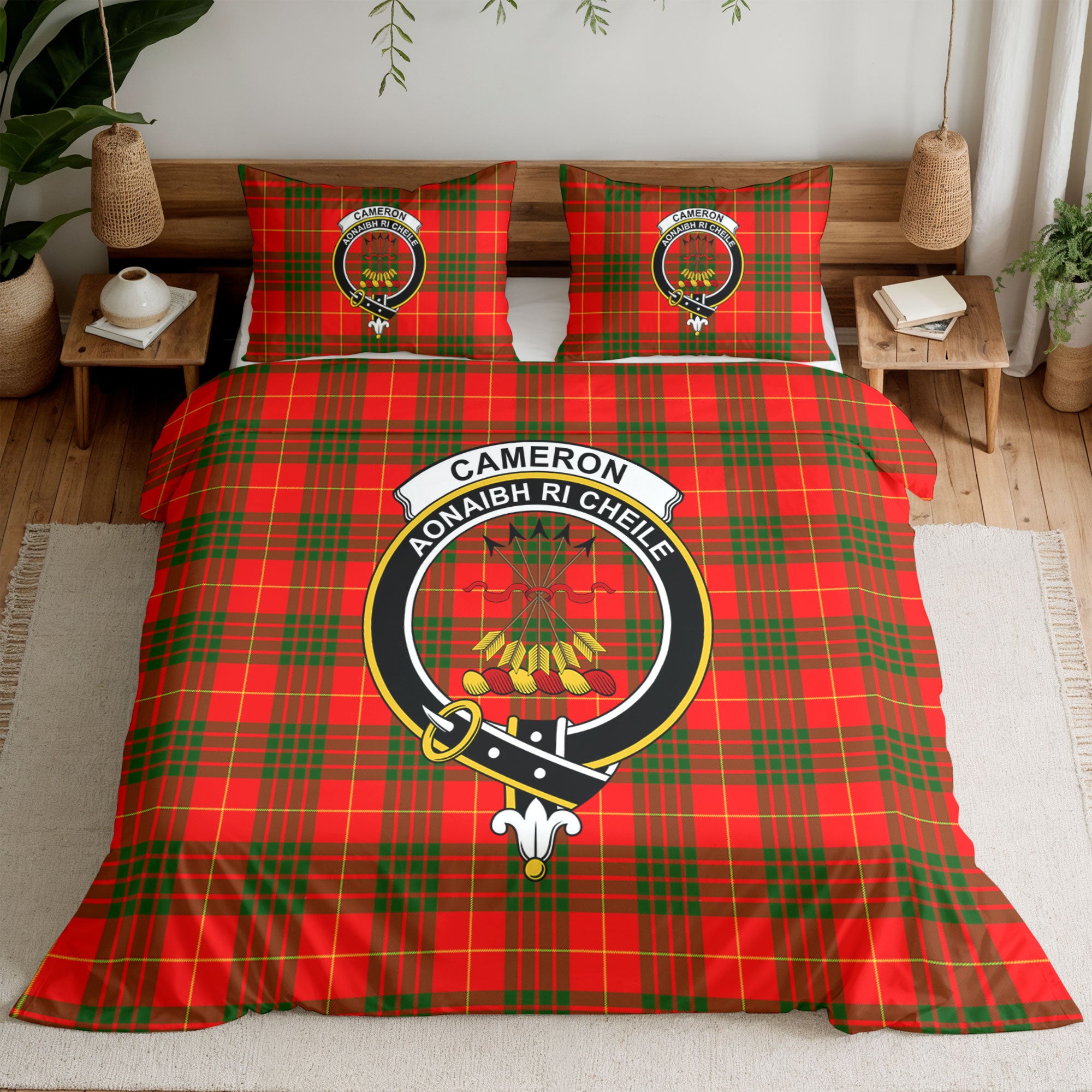Cameron Modern Tartan Crest Bedding Set