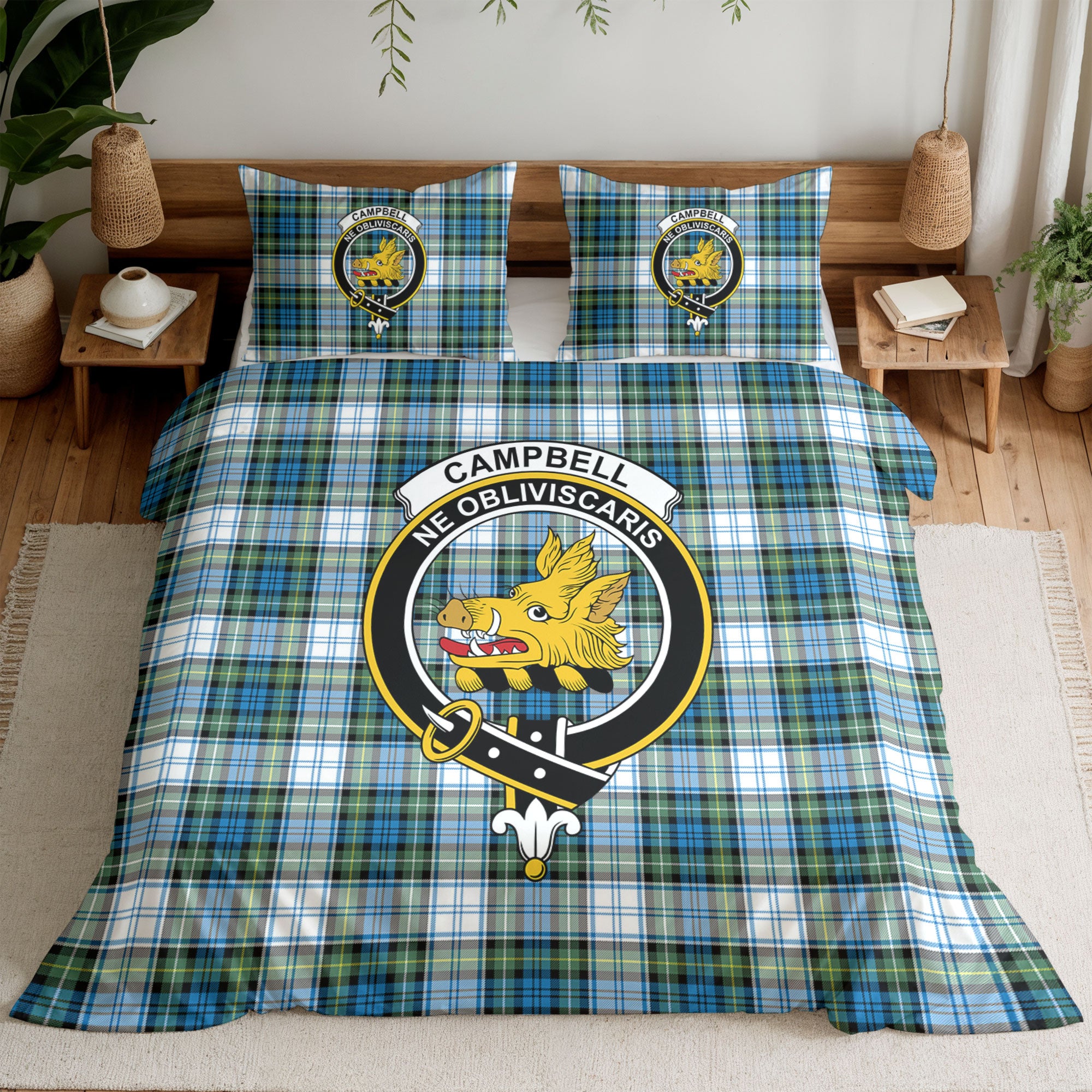 Campbell Dress Ancient Tartan Crest Bedding Set