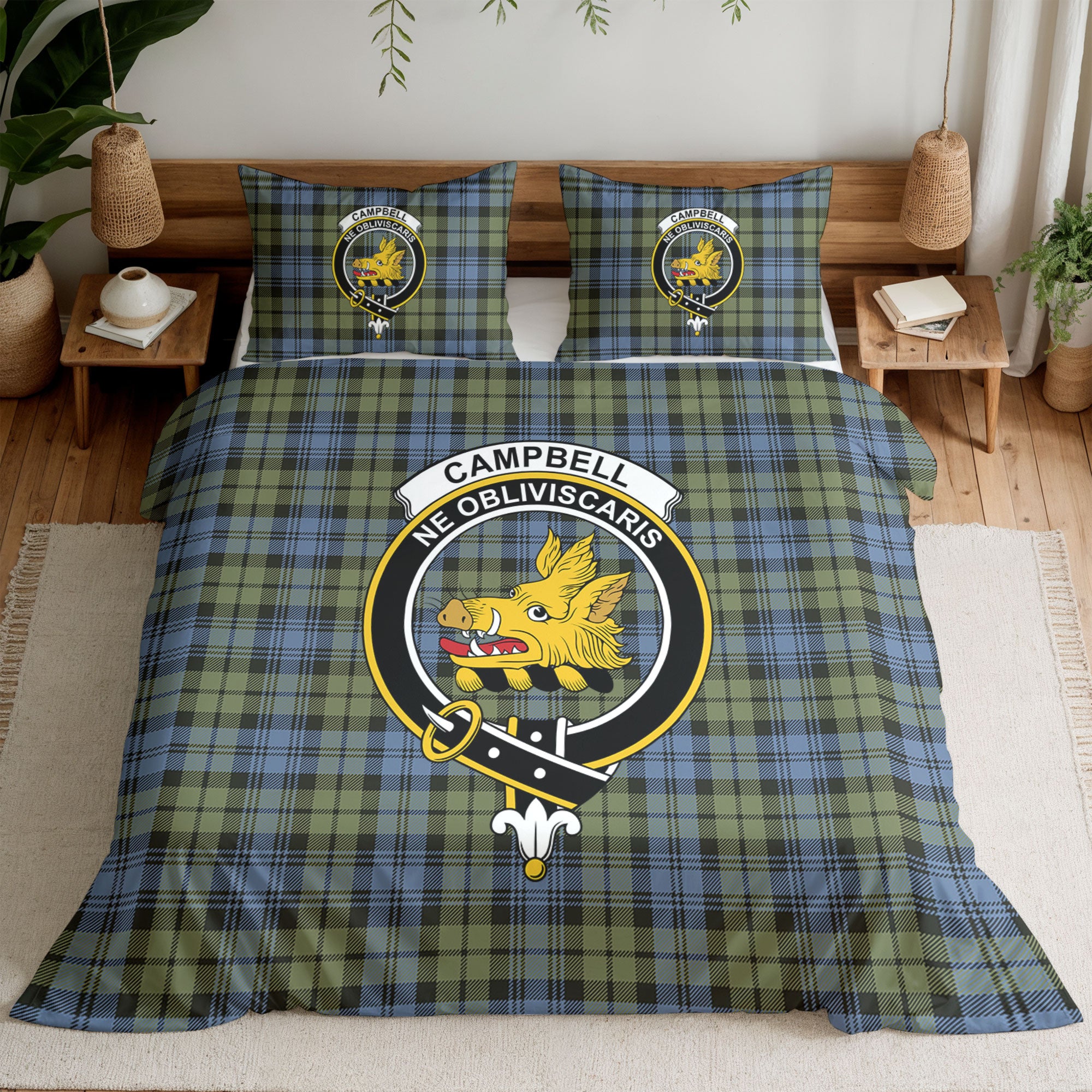 Campbell Faded Tartan Crest Bedding Set