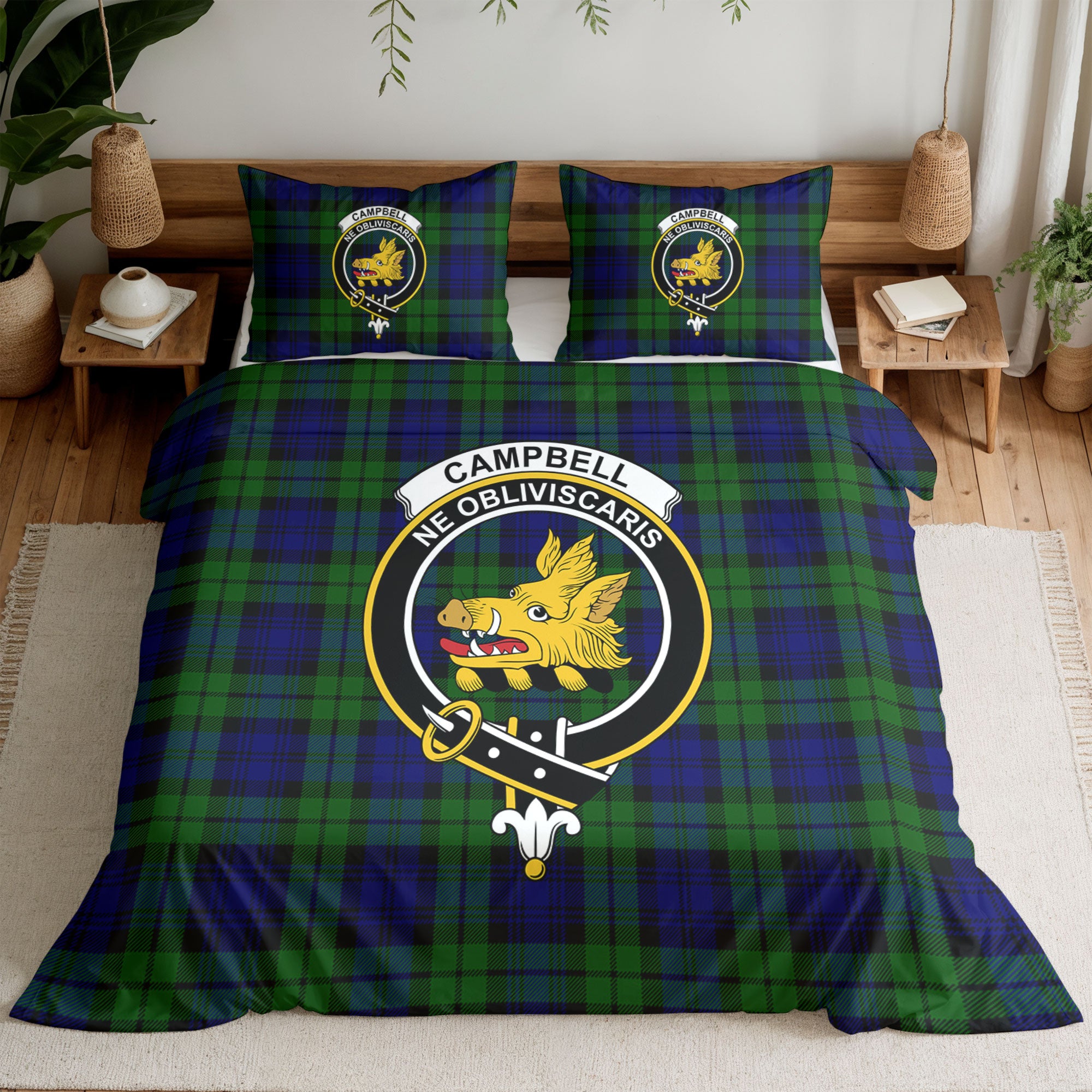 Campbell Modern Tartan Crest Bedding Set