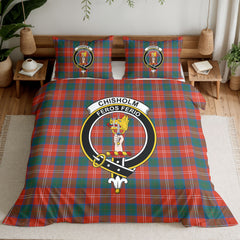 Chisholm Ancient Tartan Crest Bedding Set