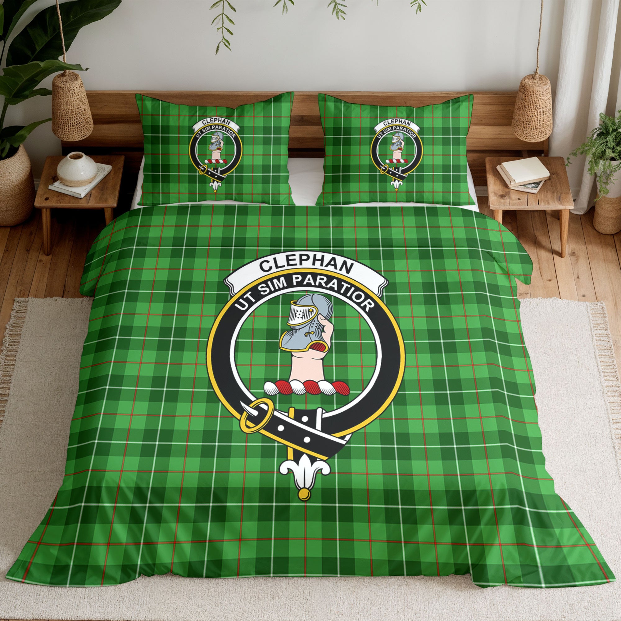Clephan (or Clephane) Tartan Crest Bedding Set