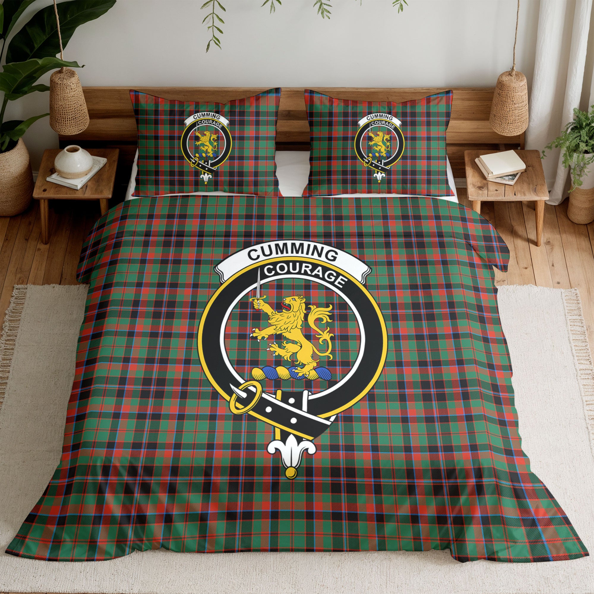 Cumming Hunting Ancient Tartan Crest Bedding Set