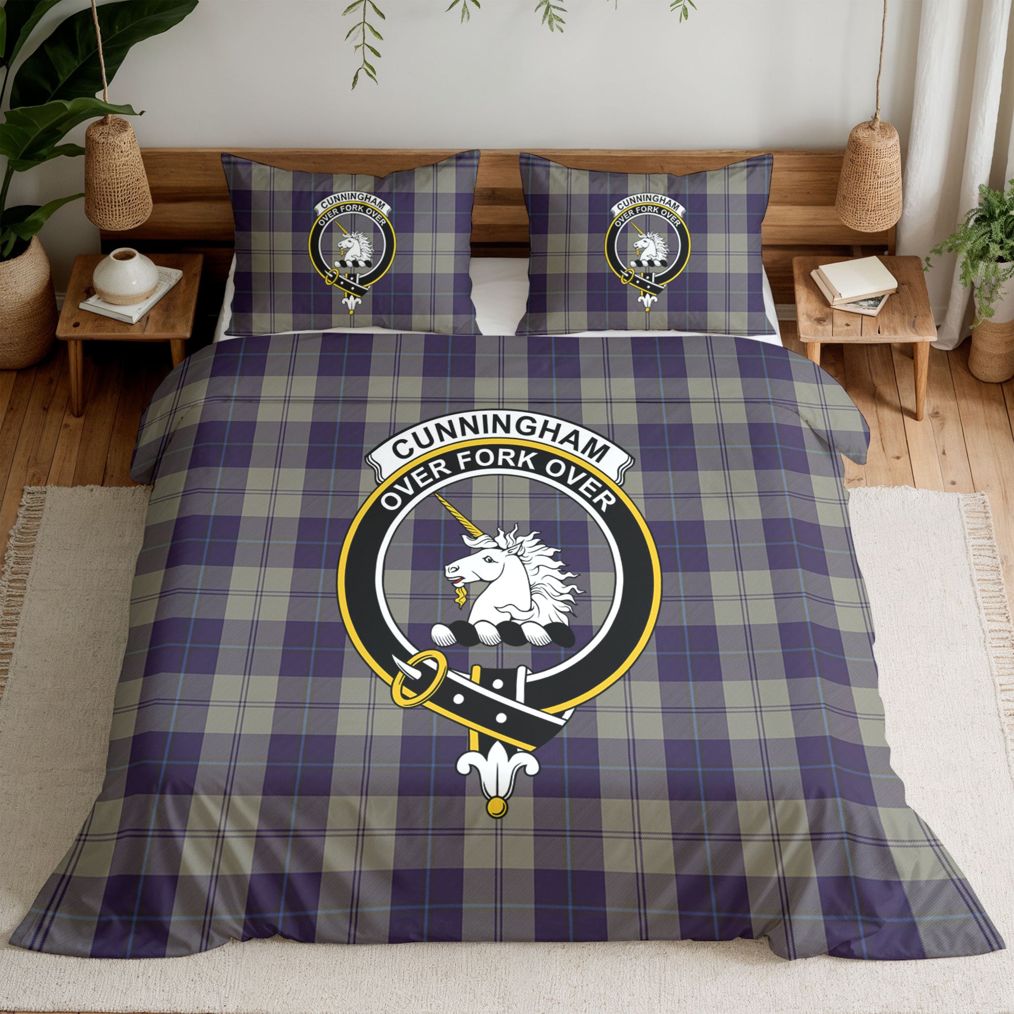 Cunningham Dress Blue Dancers Tartan Crest Bedding Set