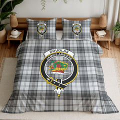 Douglas Grey Modern Tartan Crest Bedding Set