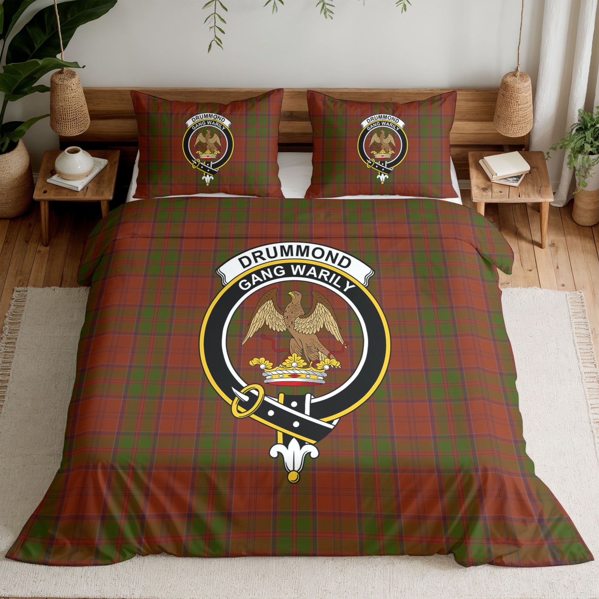 Drummond Clan Tartan Crest Bedding Set