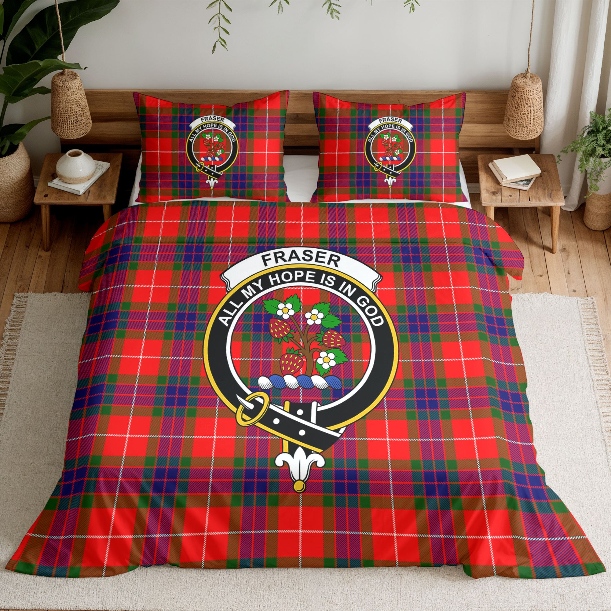 Fraser Tartan Crest Bedding Set