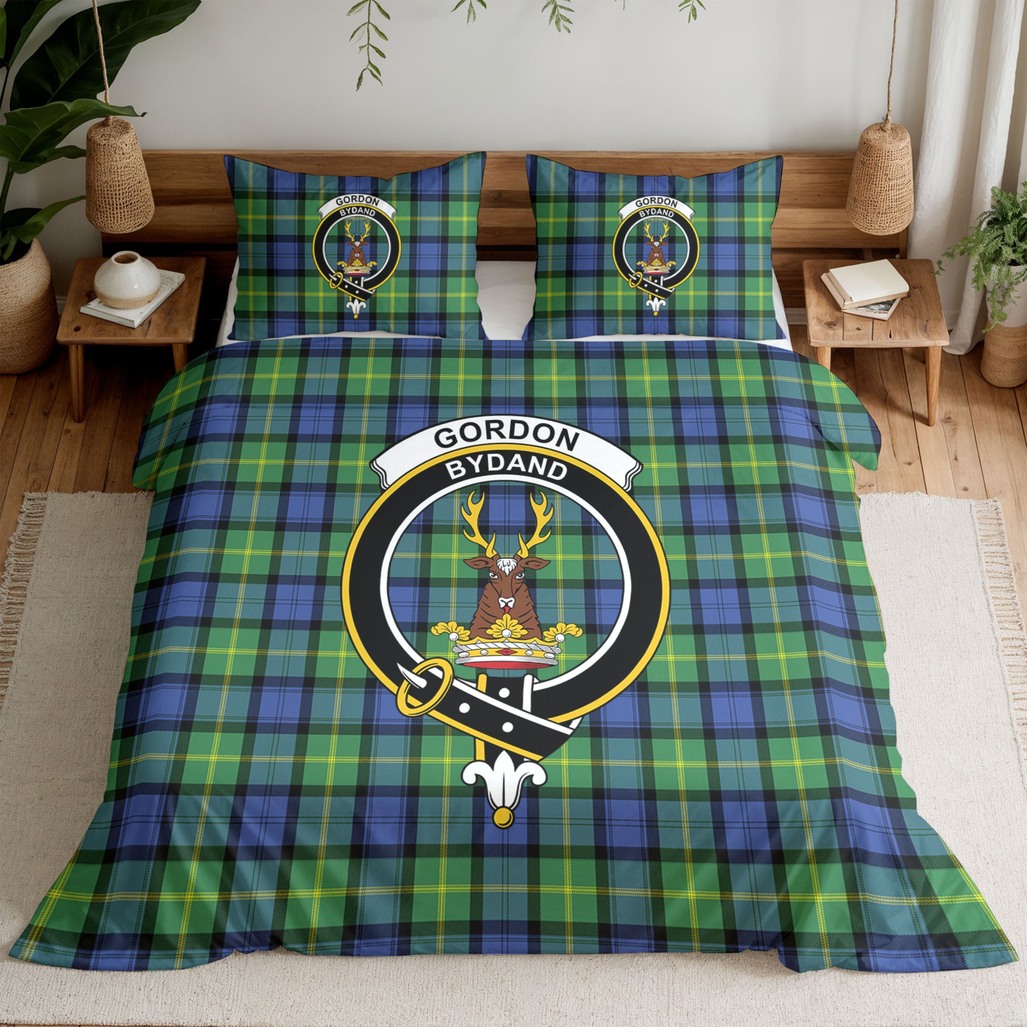 Gordon Old Ancient Tartan Crest Bedding Set